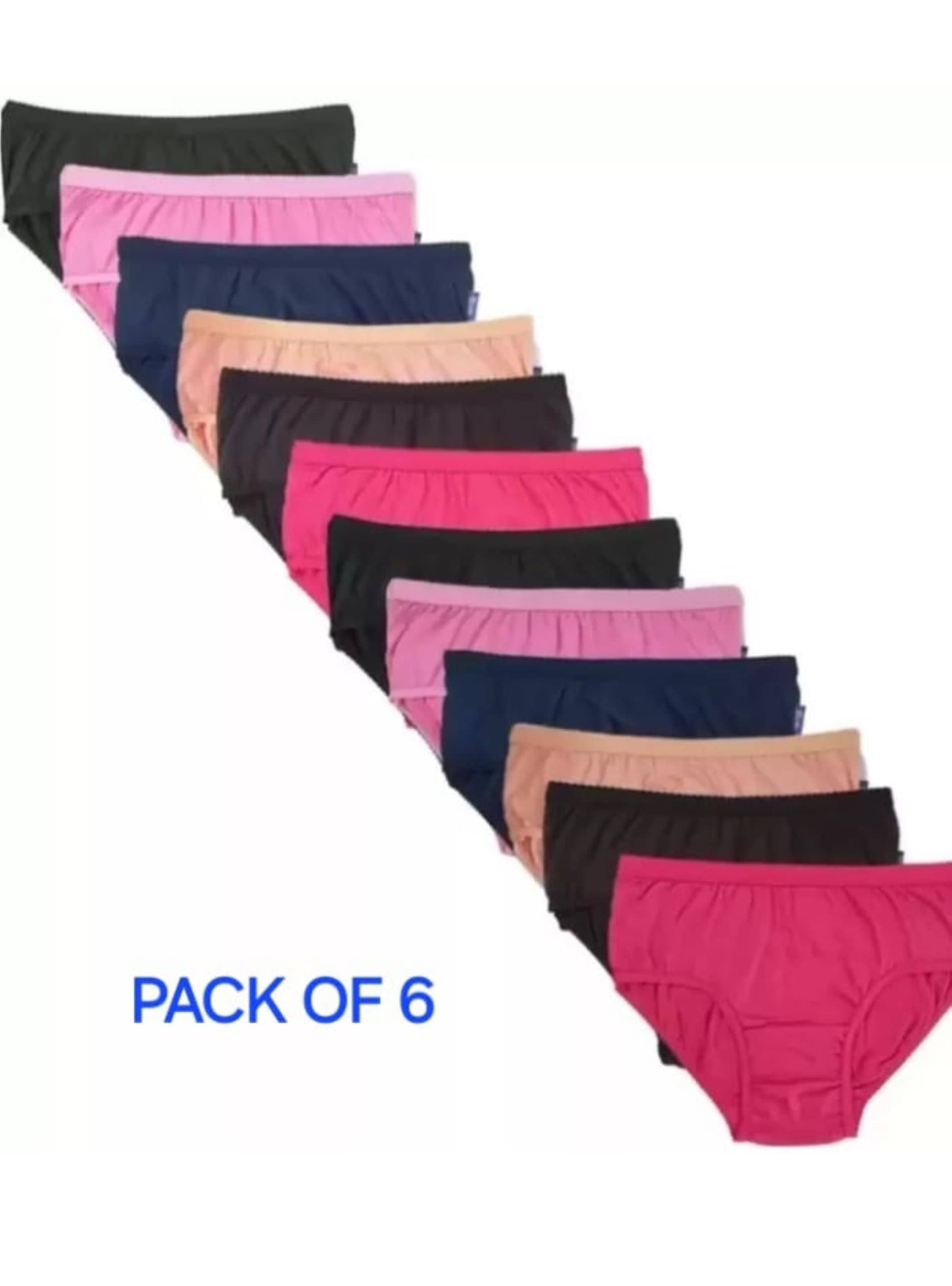 PIYURZ Pack of 6 Poly Cotton Solid Women's Briefs ( Multi Color )