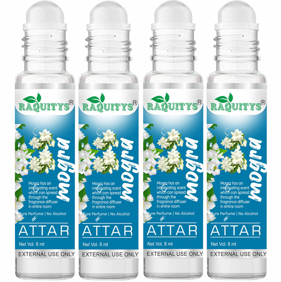     			RAQUITYS Mogra Non- Alcoholic Below 50ml Attar ( Pack of 4 )