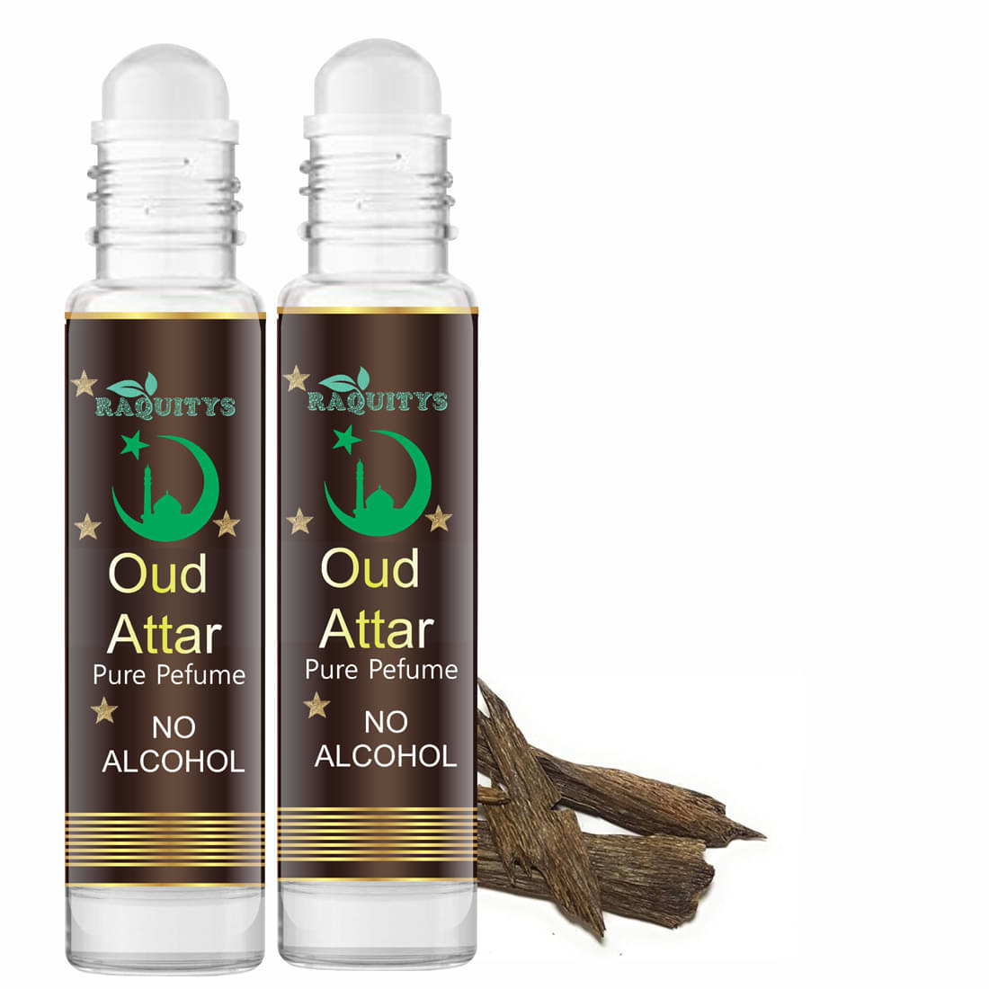     			RAQUITYS Oud Non- Alcoholic Below 50ml Attar ( Pack of 2 )