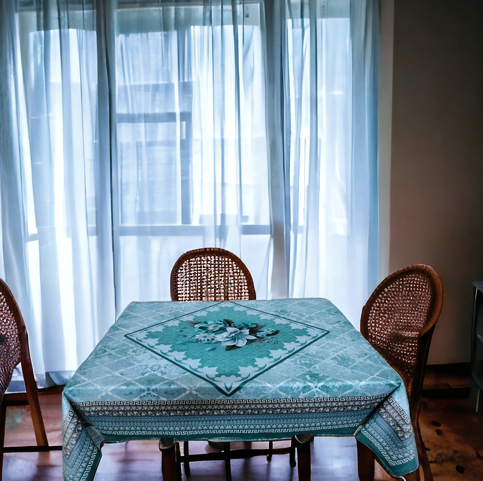 ROYAL - NEST Printed Cotton 2 Seater Rectangle Table Cover ( 147 x 96 ) cm Pack of 1 Green