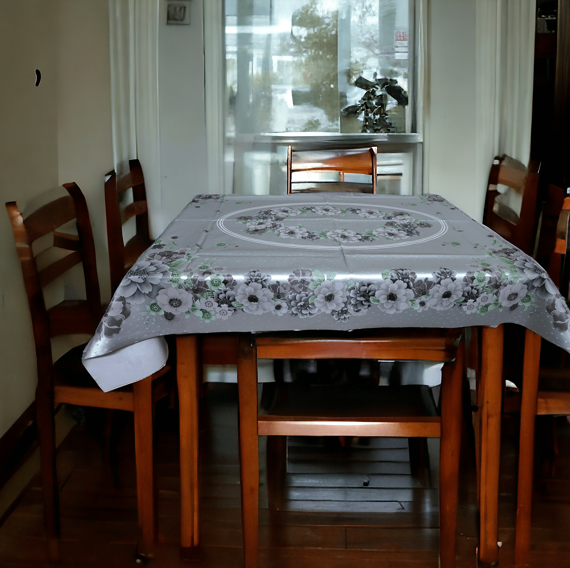     			ROYAL - NEST Printed Polyester 2 Seater Rectangle Table Cover ( 137 x 91 ) cm Pack of 1 Silver