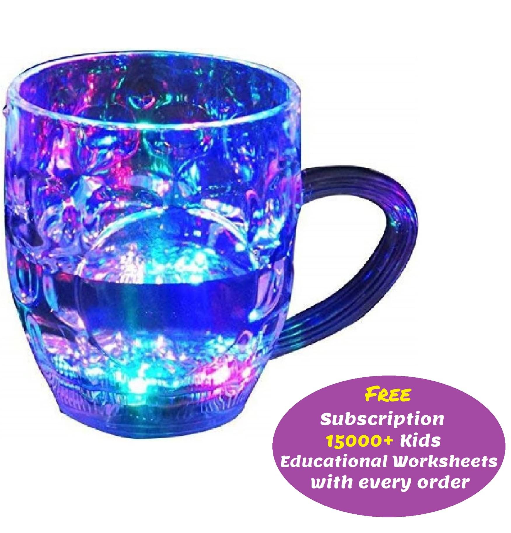     			Rainbow Magic Color Cup with LED Flashing Light Crystal (250 ml) Crystal Coffee Mug(Free subscription of kids Educational worksheets)