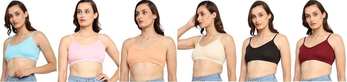     			SIYAPIYA Pack of 6 Cotton Non Padded Everyday Bra For Women ( Black,Maroon,Pink )