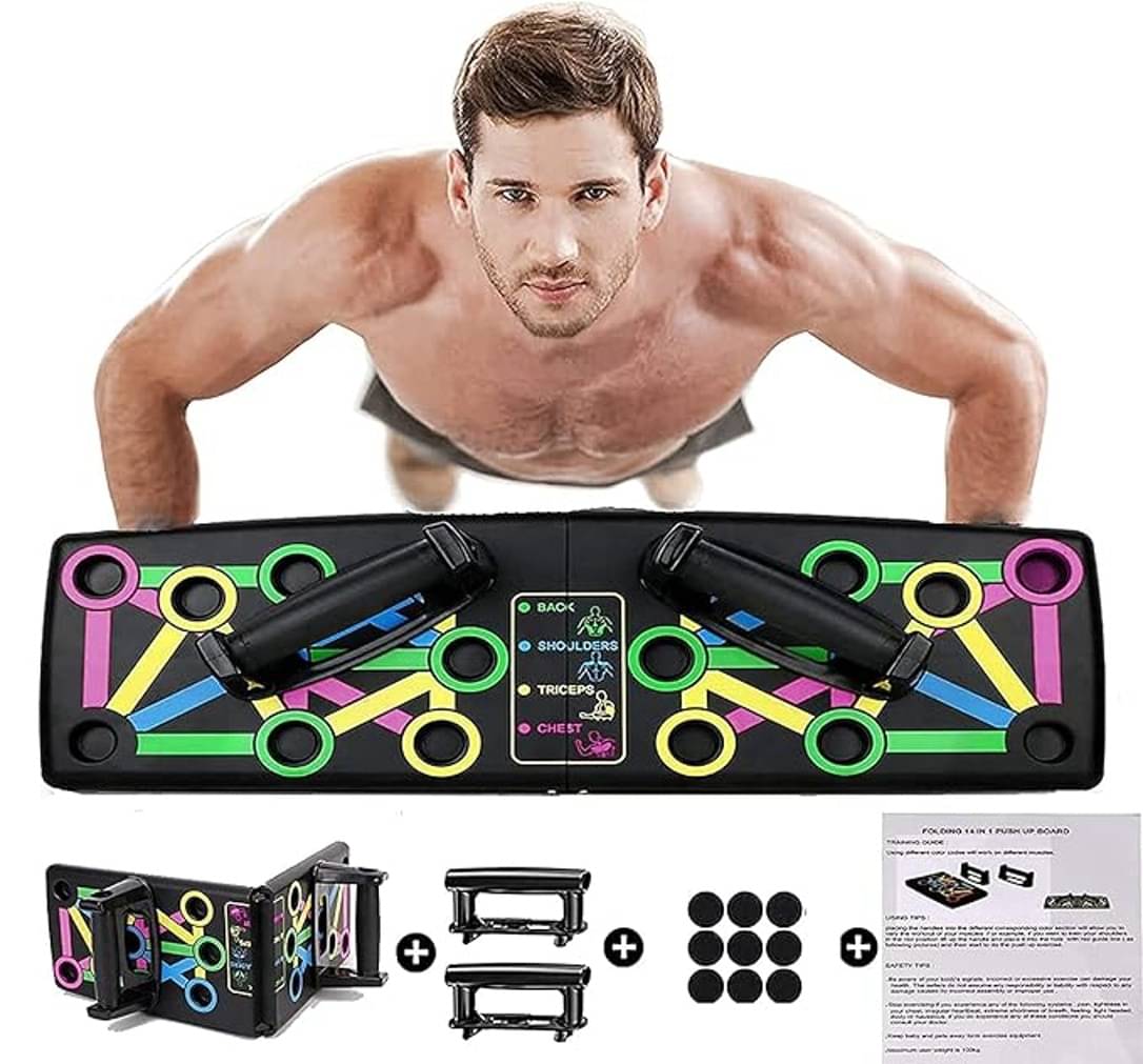 VOLTEX Push Up Board -with 14-in-one Muscle Toning System, Multifunctional Colour Coded Foldable Push up Board for Body VOLTEX Push Up Board -with 14-in-one Muscle Toning System, Multifunctional Colour Coded Foldable Push up Board for Body