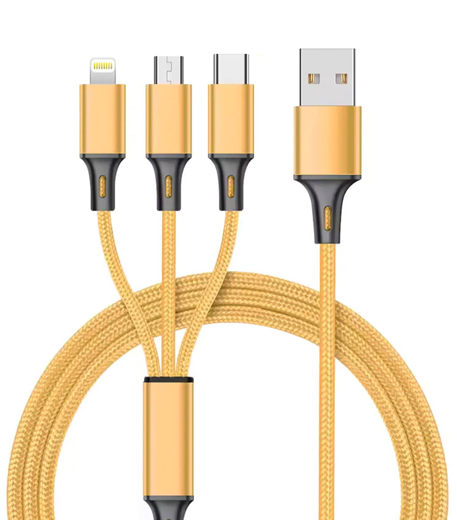     			Vertical9 1.5m Data Cables 3-in1  6A Fast Charging cable - Golden