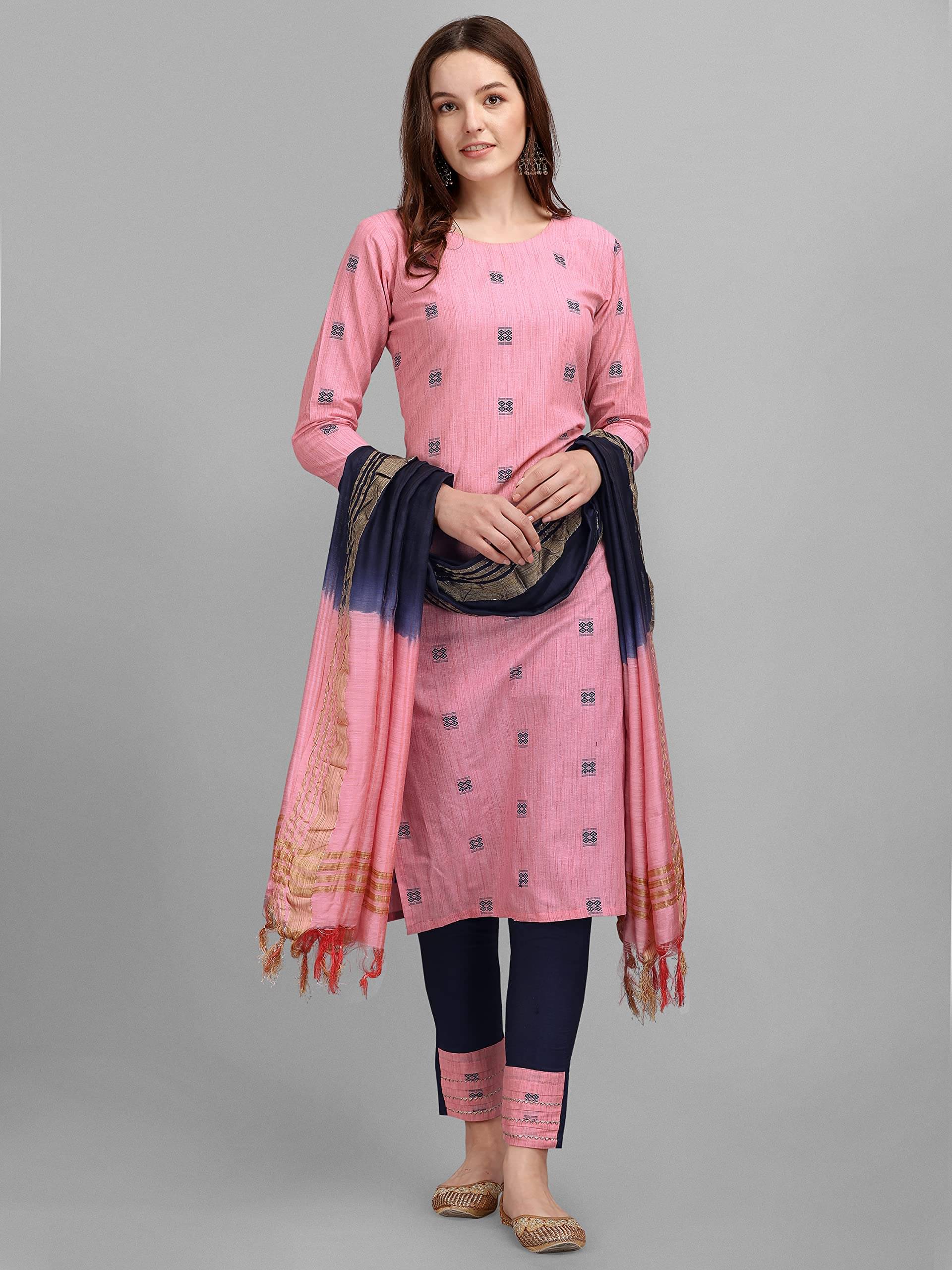     			VredeVogel Cotton Printed Kurti With Pants Women's Stitched Salwar Suit - Pink ( Pack of 1 )