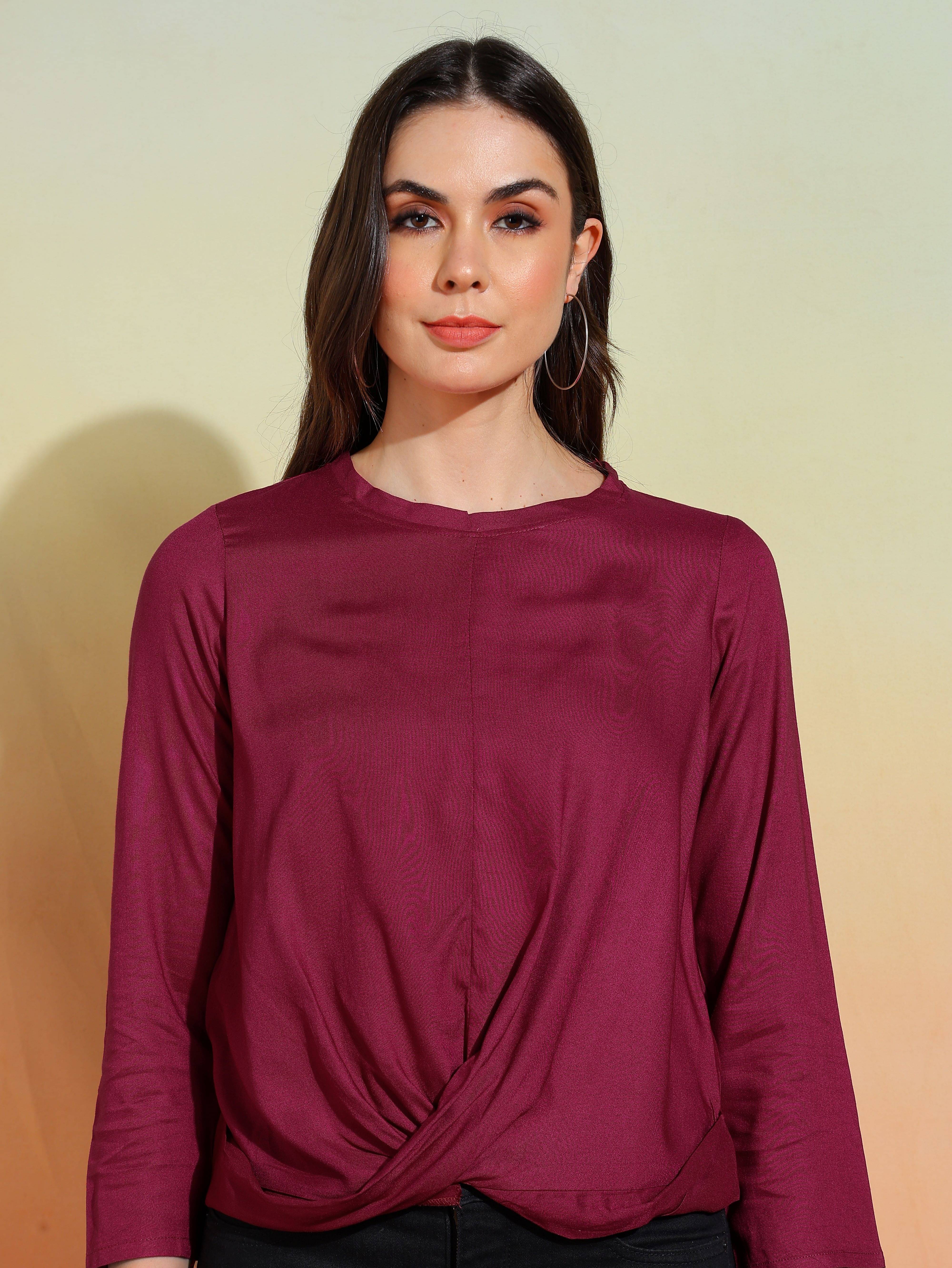     			Yash Gallery Women's Rayon Regular Top ( Purple )