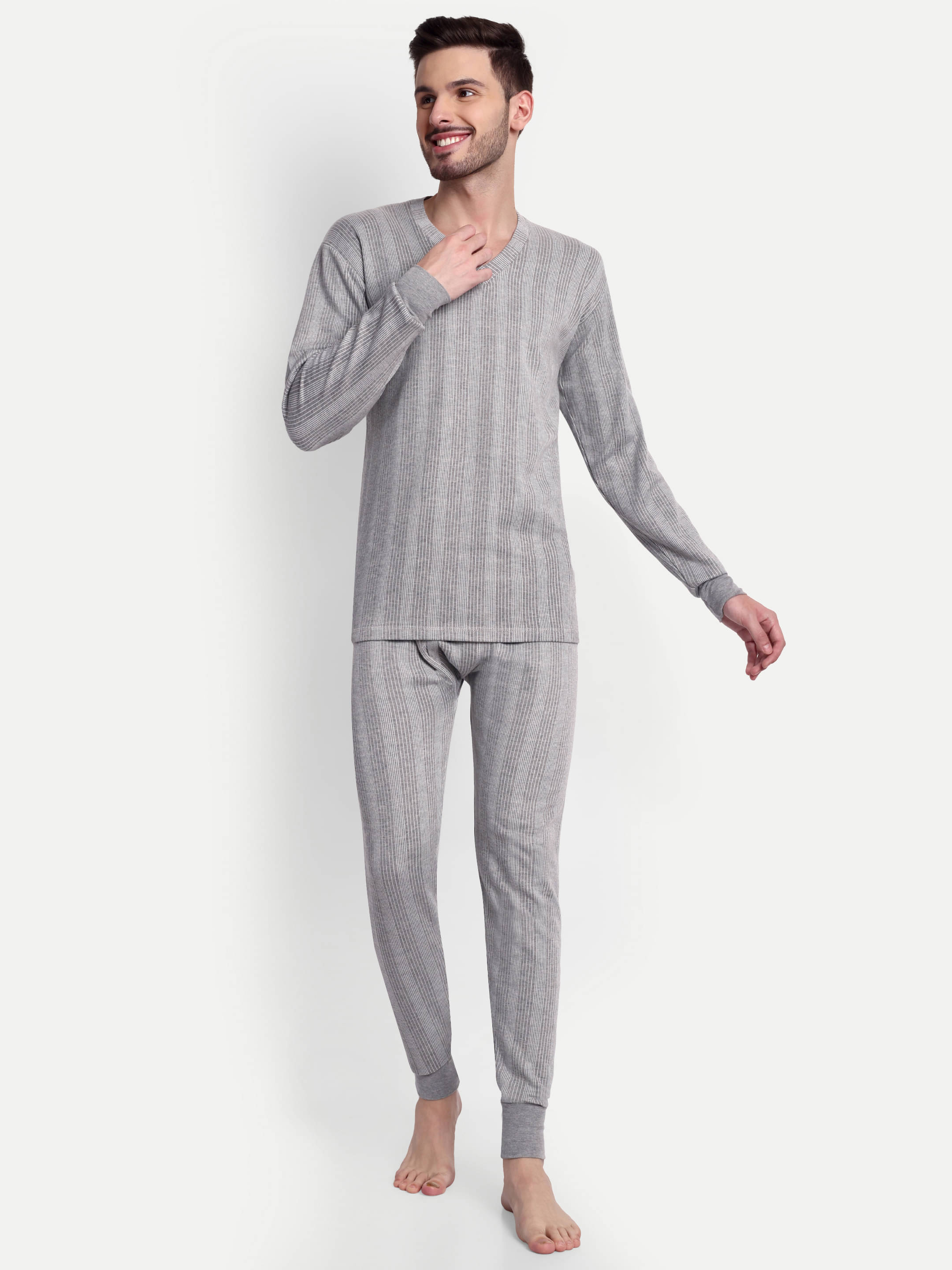     			Zeffit Pack of 1 Cotton Blend Thermal Sets For Men's ( Grey )