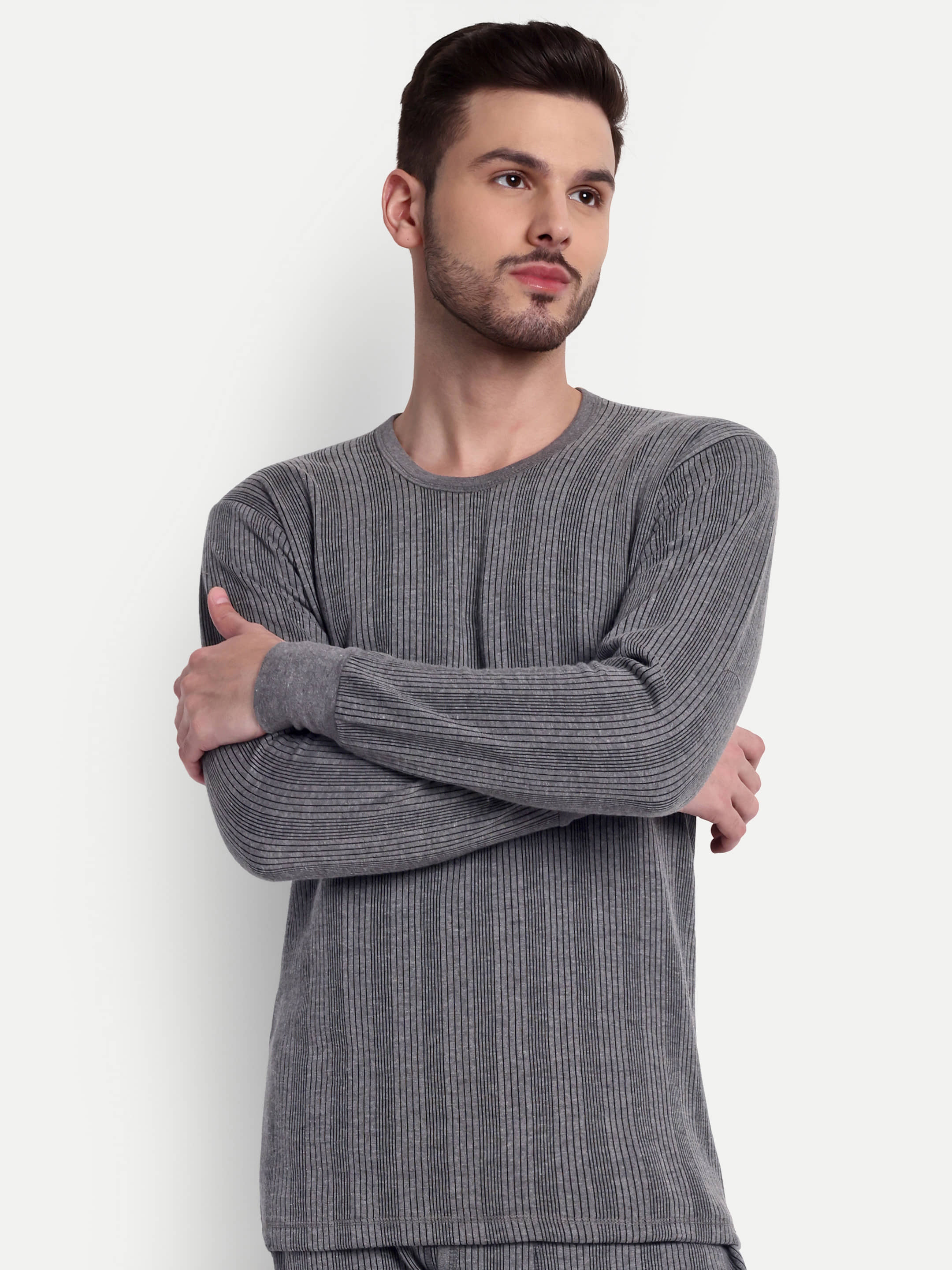 Zeffit Pack of 1 Cotton Blend Thermal Tops For Men's ( Charcoal )