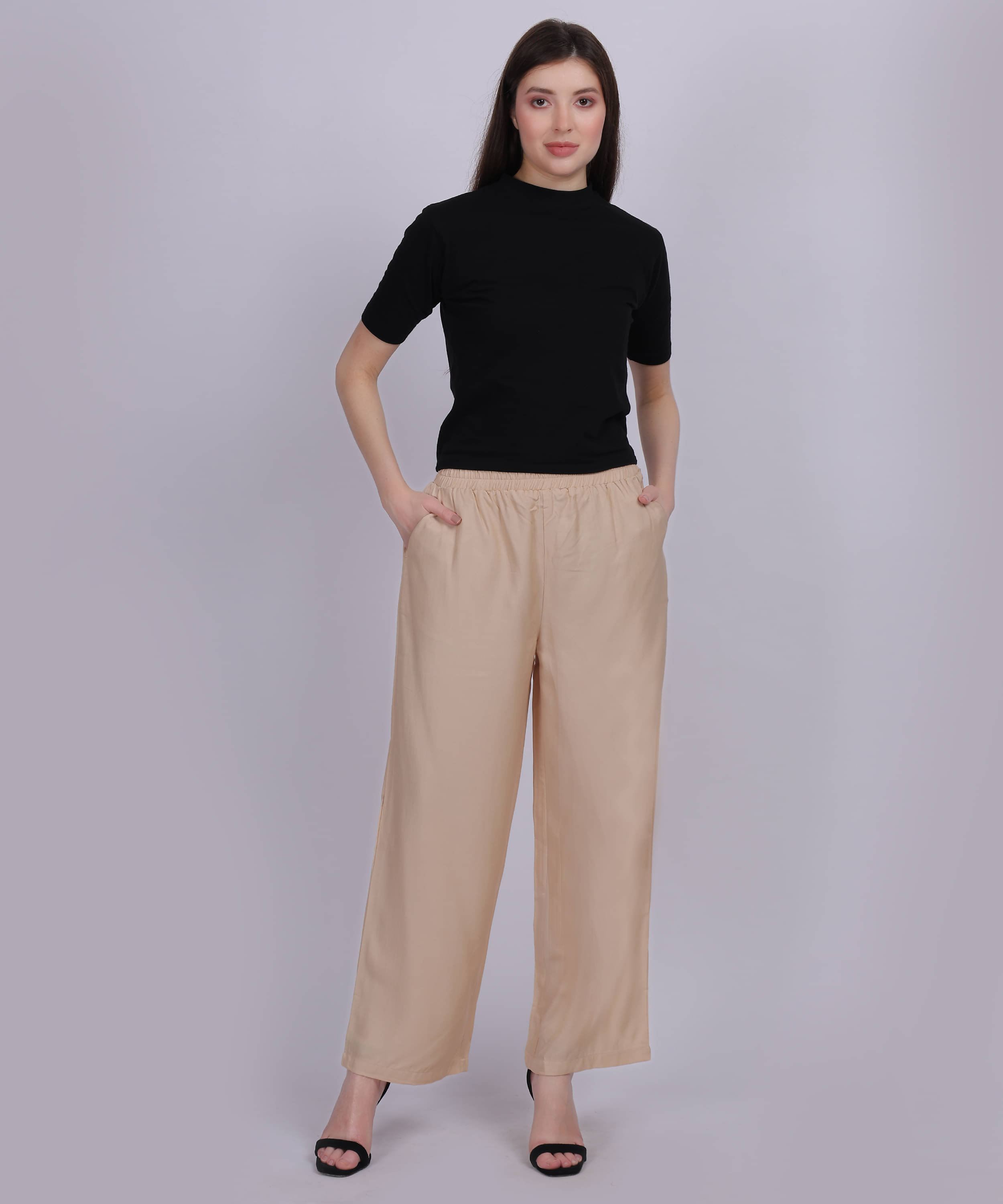 aumbe Beige Denim Straight Women's Slit Pants ( Pack of 1 ) aumbe Beige Denim Straight Women's Slit Pants ( Pack of 1 )