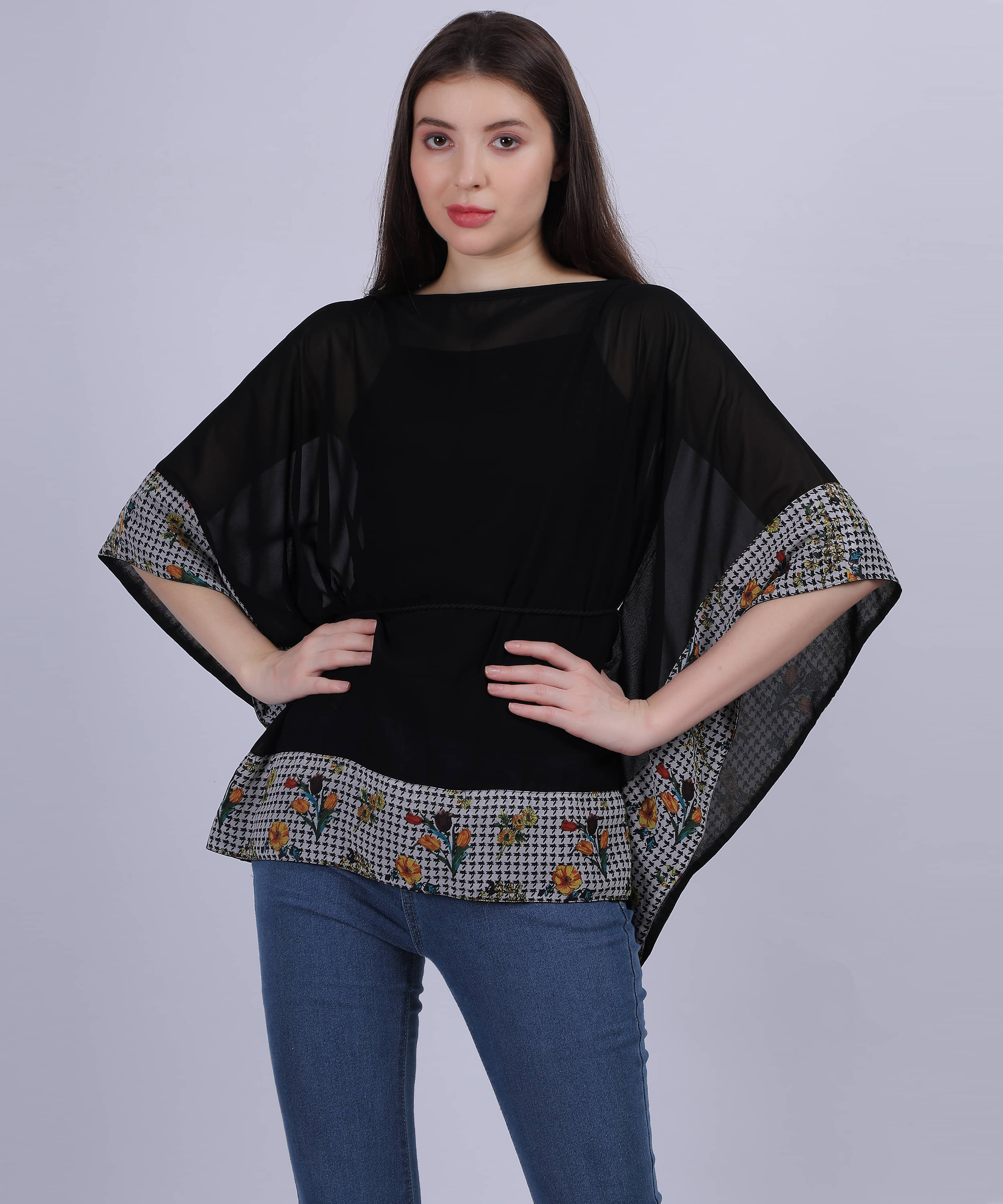     			aumbe Women's Chiffon Kaftan ( Black )