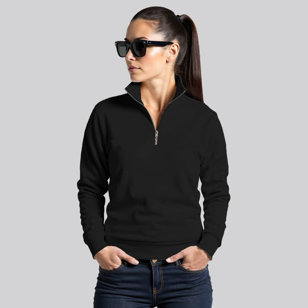     			fashion and youth Fleece Women's Zippered Sweatshirt ( Black )