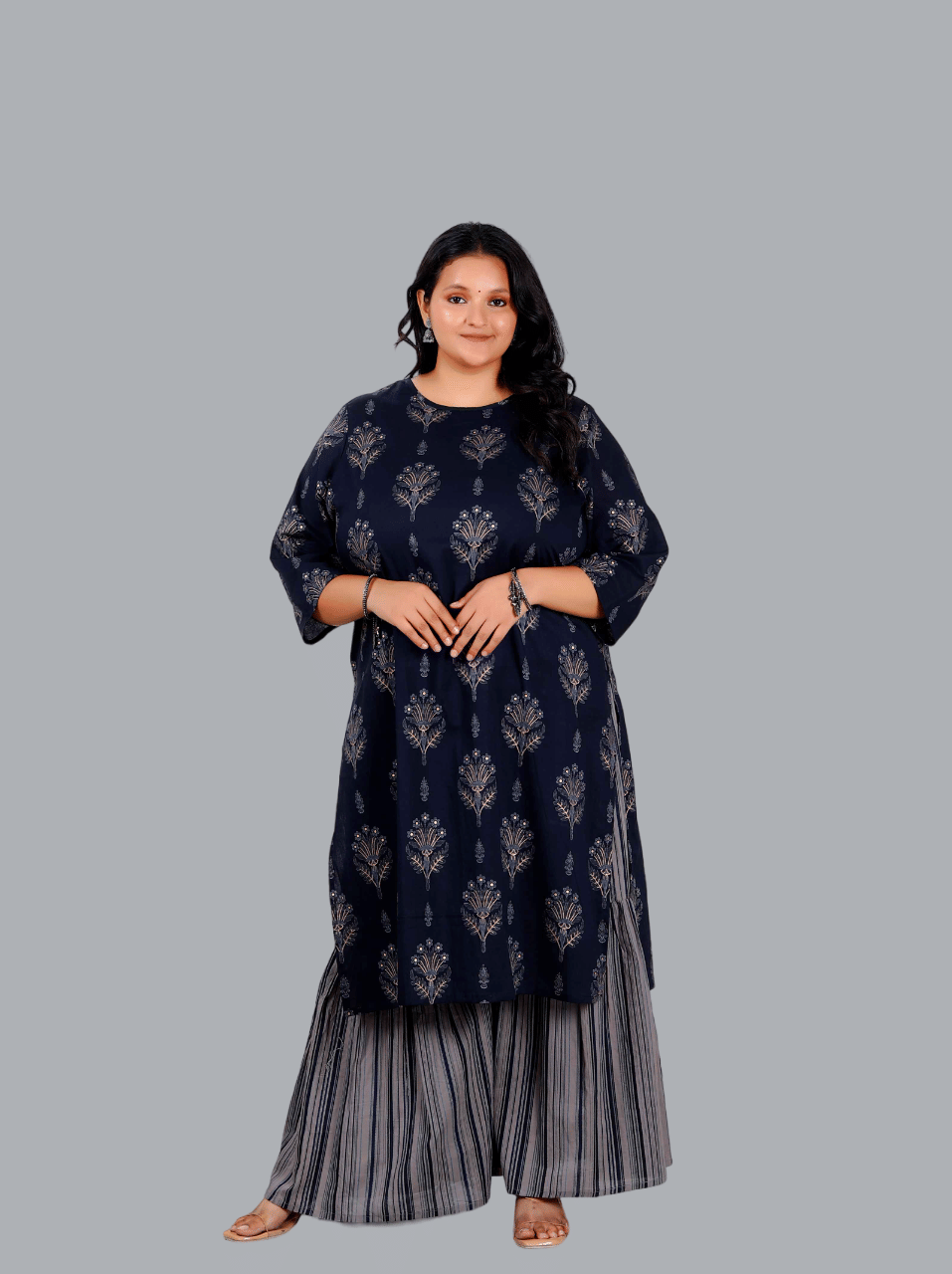 miravan Cotton Printed Kurti With Sharara And Gharara Women's Stitched Salwar Suit - Blue ( Pack of 1 ) miravan Cotton Printed Kurti With Sharara And Gharara Women's Stitched Salwar Suit - Blue ( Pack of 1 )