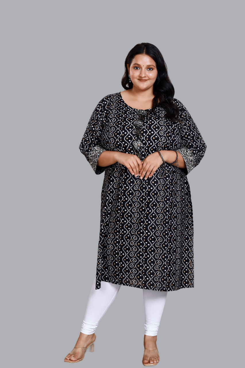     			miravan Rayon Printed Straight Women's Kurti - Black ( Pack of 1 )