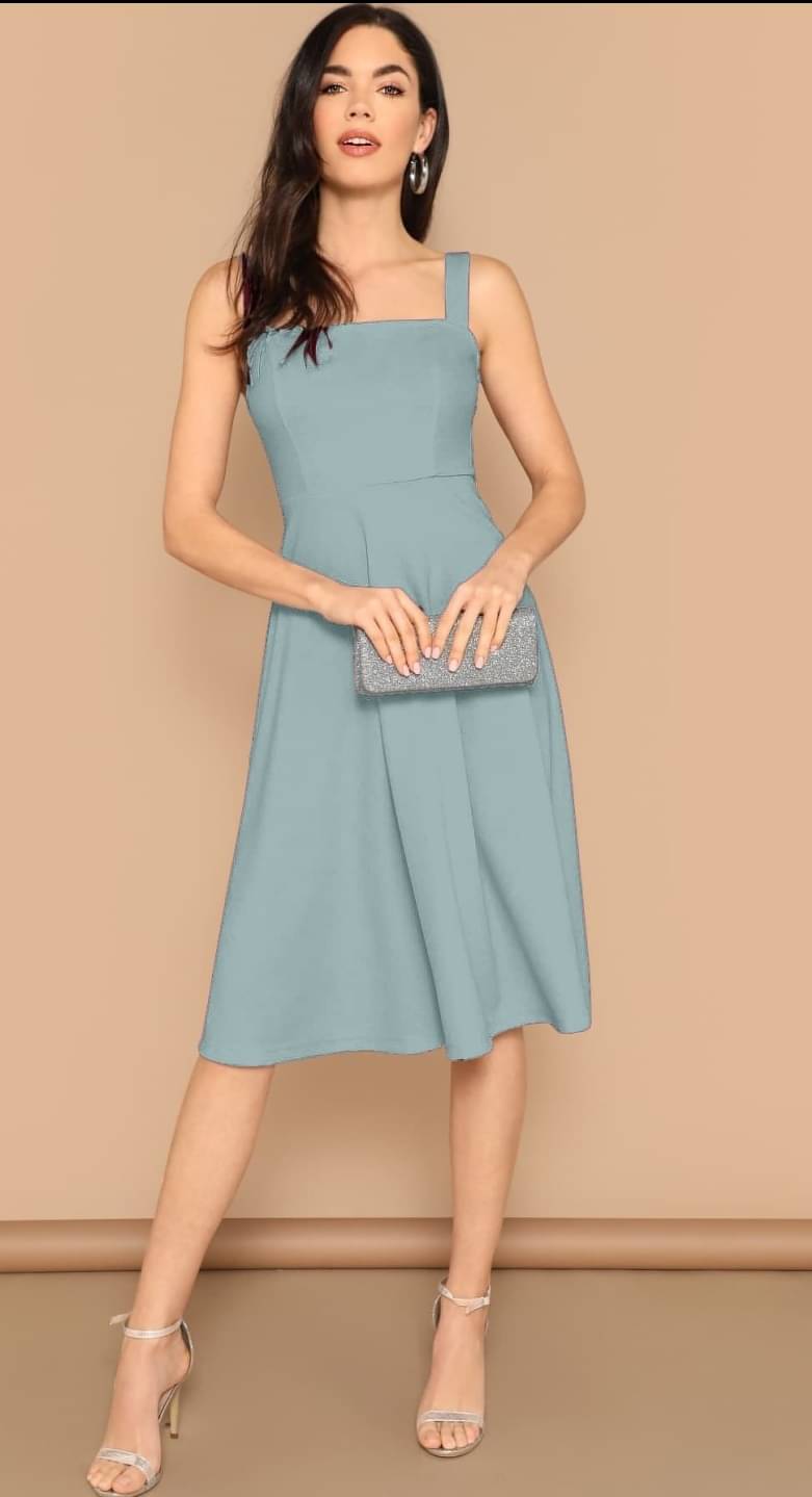 rixry Women Rayon Solid A-line Dress ( Light Blue ) rixry Women Rayon Solid A-line Dress ( Light Blue )