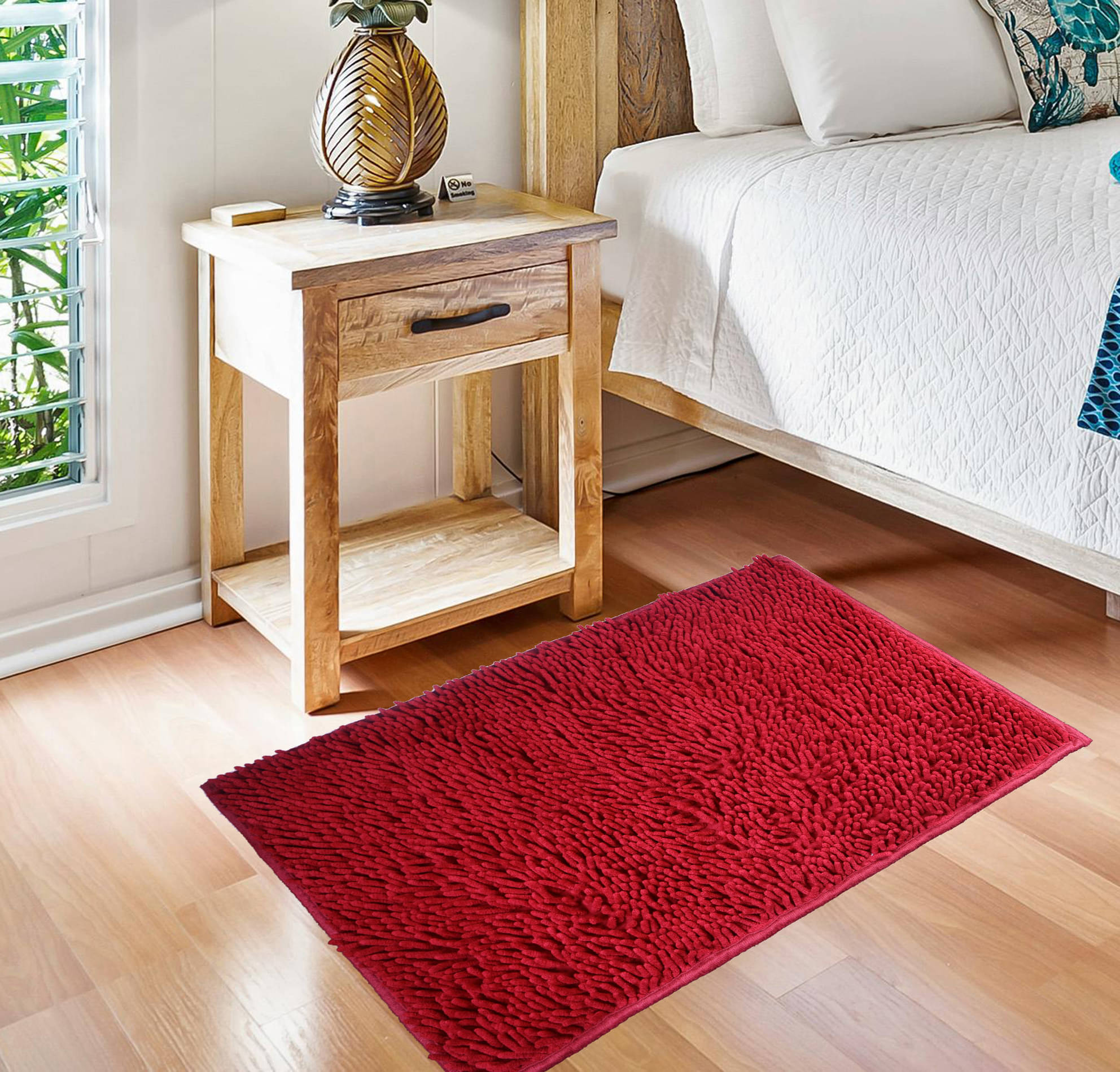 ADIRNY - Anti-skid Polycotton Door Mat ( 69 X 44 cm ) Single - Maroon ADIRNY - Anti-skid Polycotton Door Mat ( 69 X 44 cm ) Single - Maroon