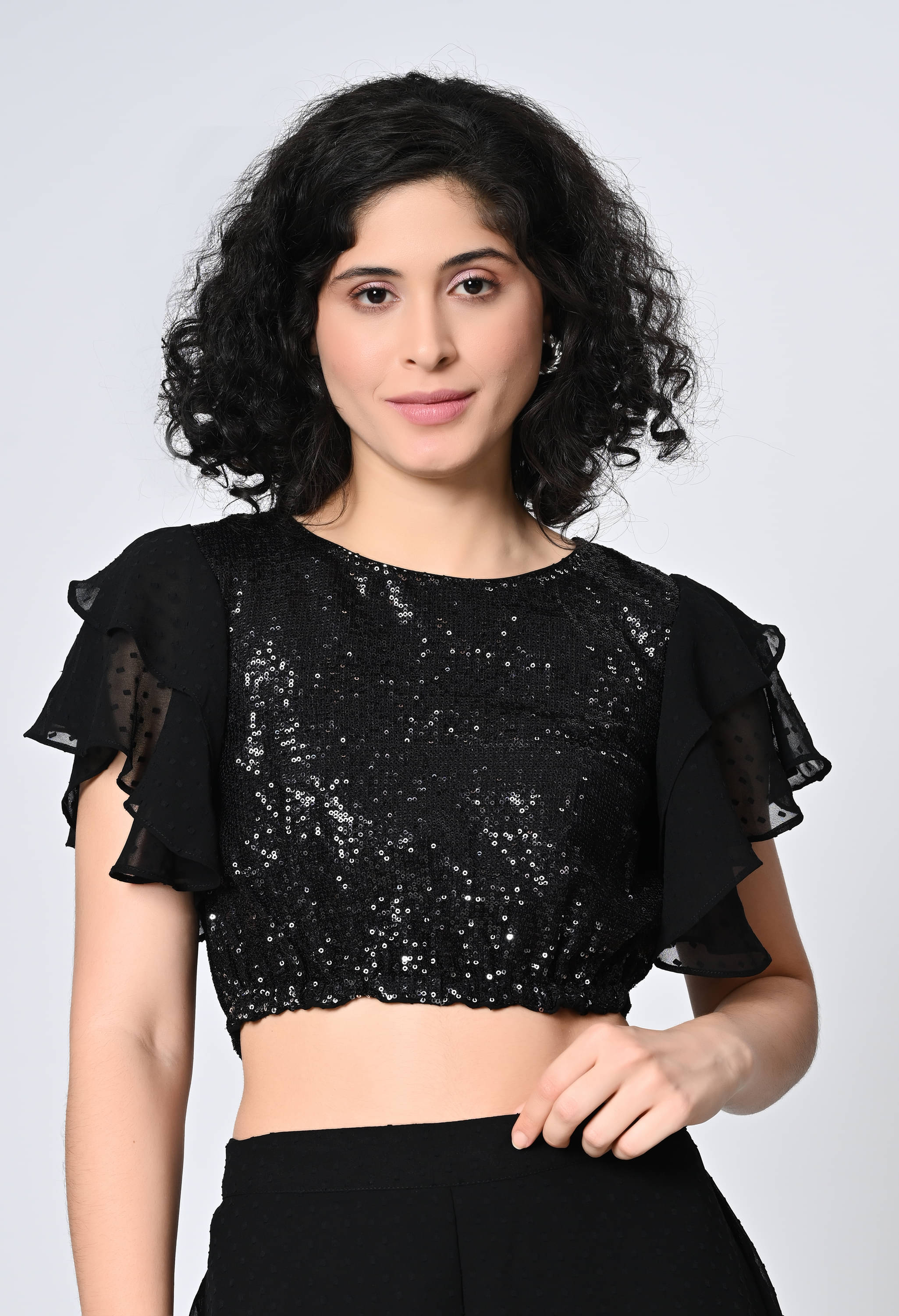 ALL WAYS YOU Black Crepe Women's Crop Top ( Pack of 1 ) ALL WAYS YOU Black Crepe Women's Crop Top ( Pack of 1 )