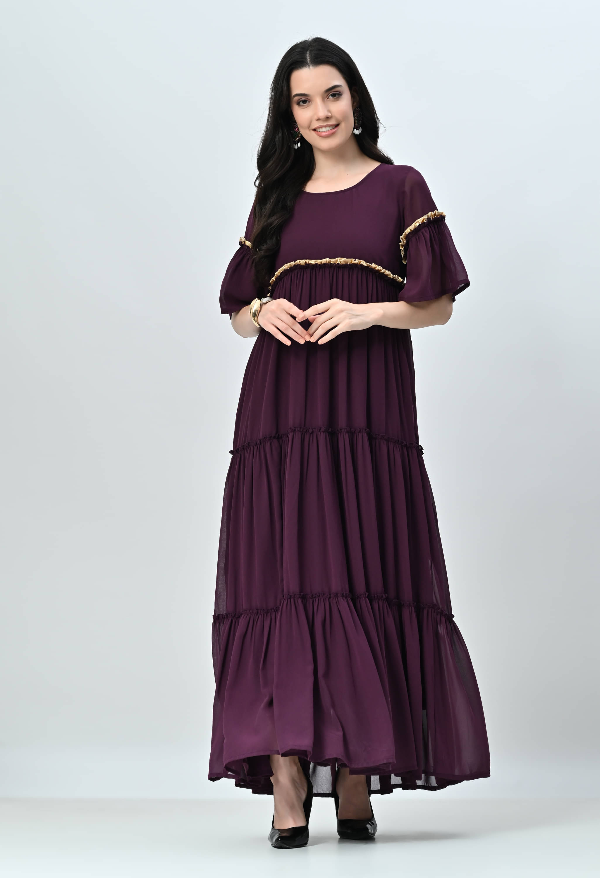     			ALL WAYS YOU Women Georgette Solid Gown ( Purple )