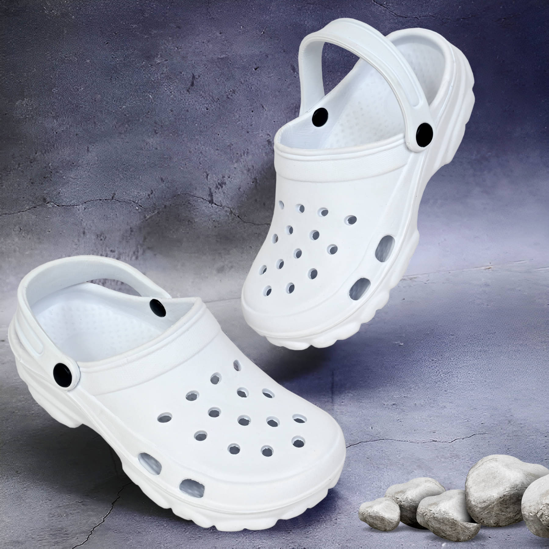     			Altek - White Men's Clogs
