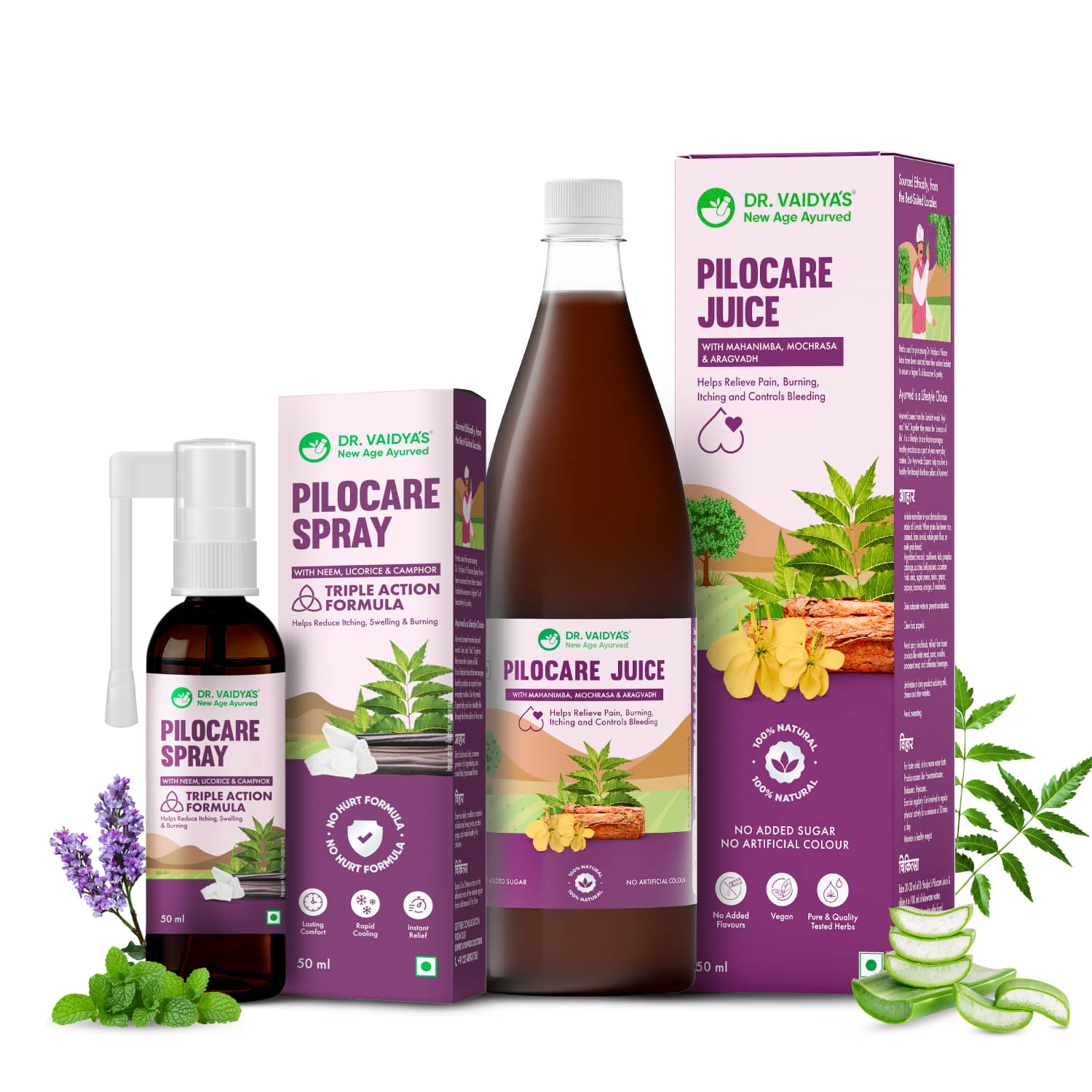 Dr Vaidya's Pilocare Juice & Spray Combo (50ml Spray + 950ml Juice) Dr Vaidya's Pilocare Juice & Spray Combo (50ml Spray + 950ml Juice)