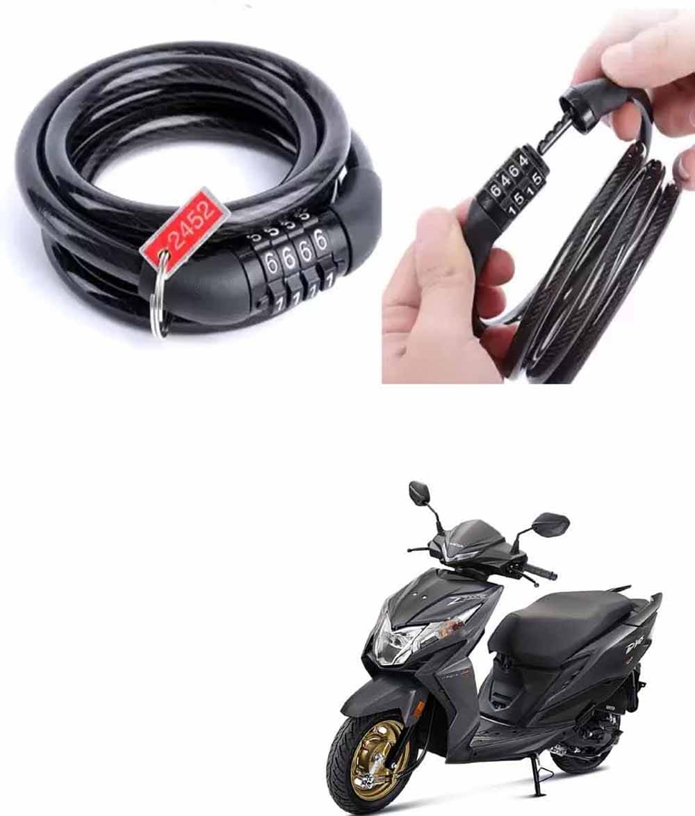     			Genric Black Cable Type Helmet Lock - Resettable Number Lock