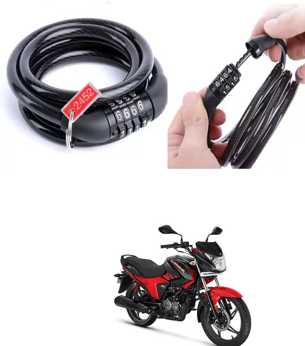 Genric Black Cable Type Helmet Lock - Resettable Number Lock Genric Black Cable Type Helmet Lock - Resettable Number Lock