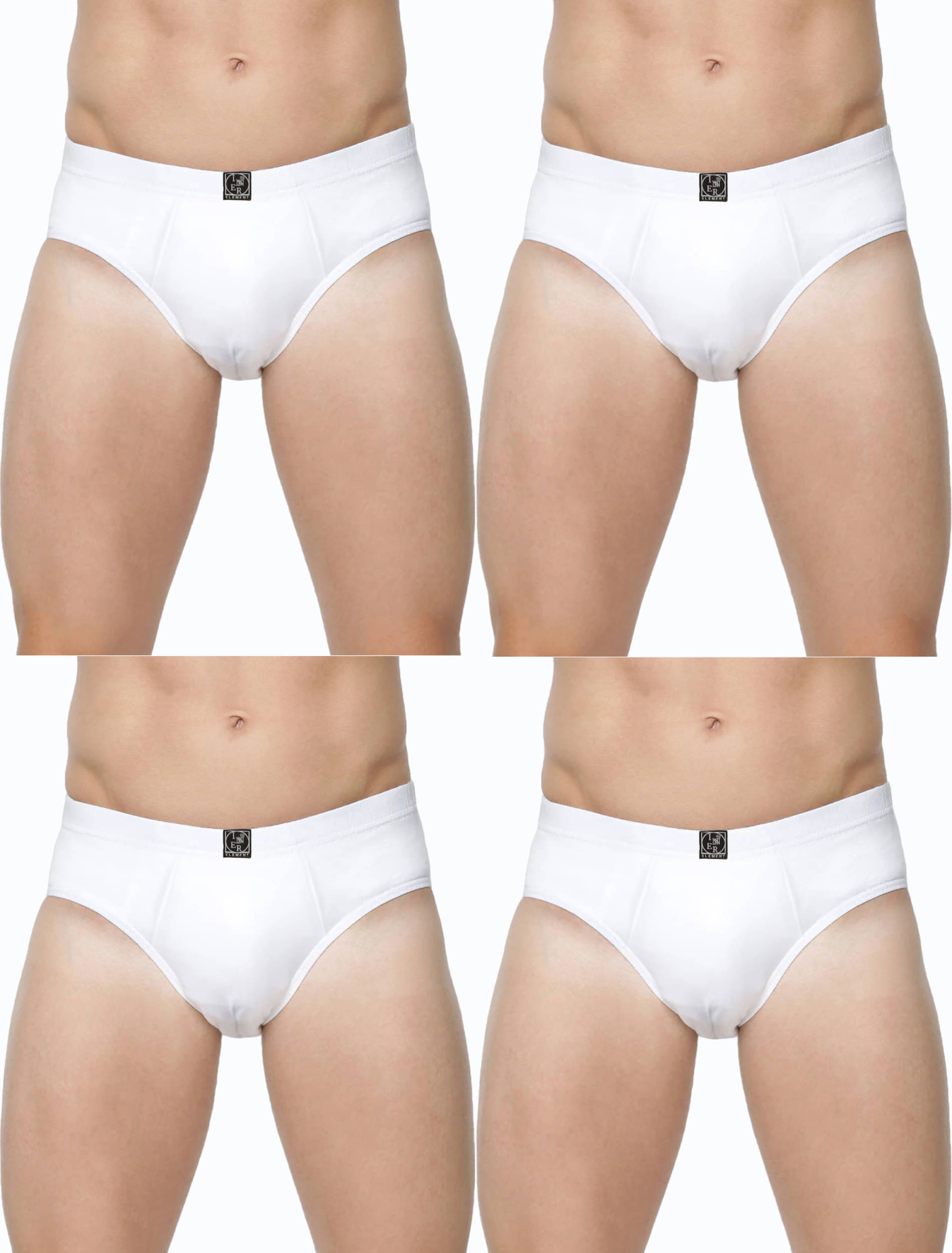 Inner Element Pack of 4 Cotton Briefs For Men's ( White ) Inner Element Pack of 4 Cotton Briefs For Men's ( White )