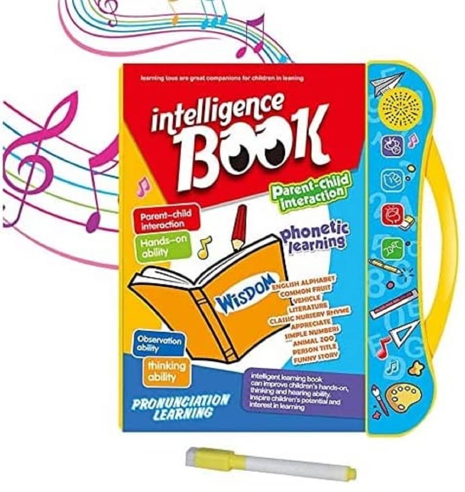 Intelligence Book Sound Book for Children, English Letters & Words Learning Book, Fun Educational Toys. Activities with Numbers, Shapes Learning Book for Toddlers