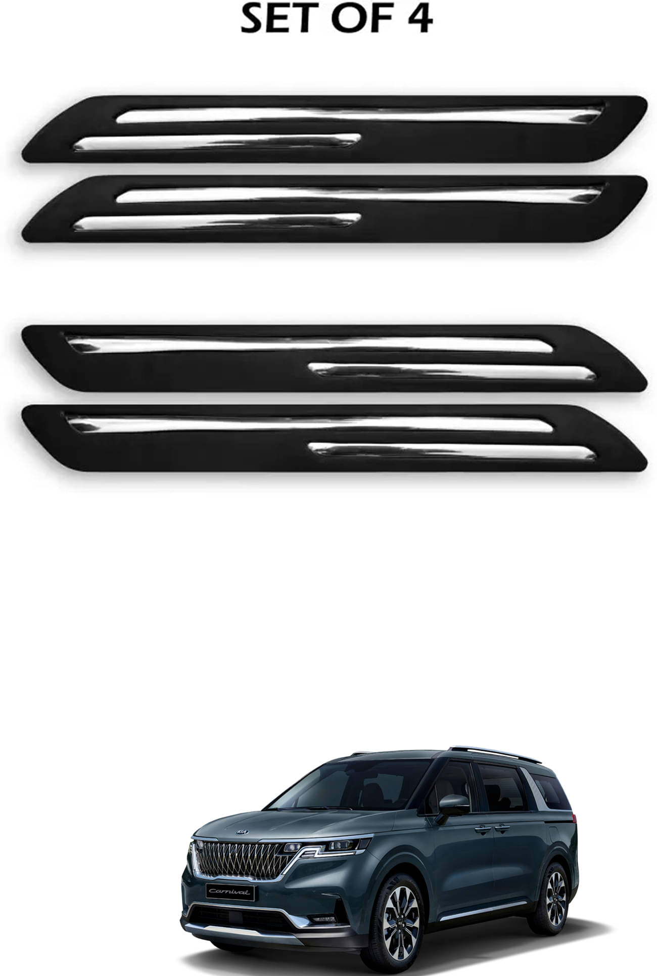 JVG Double Chrome Bumper Protection Guard (Pack Of 4) For Kia Carnival JVG Double Chrome Bumper Protection Guard (Pack Of 4) For Kia Carnival