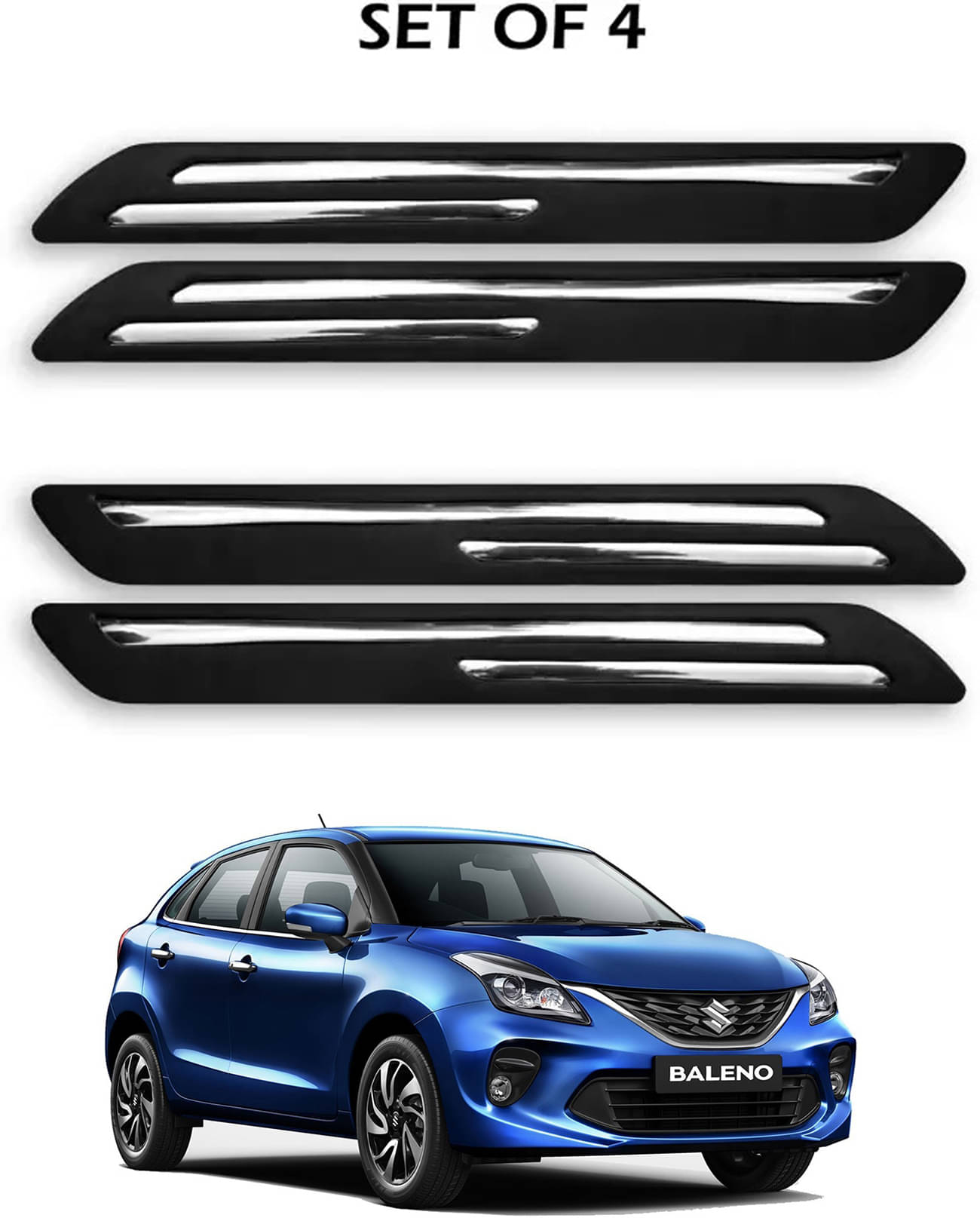 JVG Double Chrome Bumper Protection Guard (Pack Of 4) For Maruti Suzuki Baleno JVG Double Chrome Bumper Protection Guard (Pack Of 4) For Maruti Suzuki Baleno