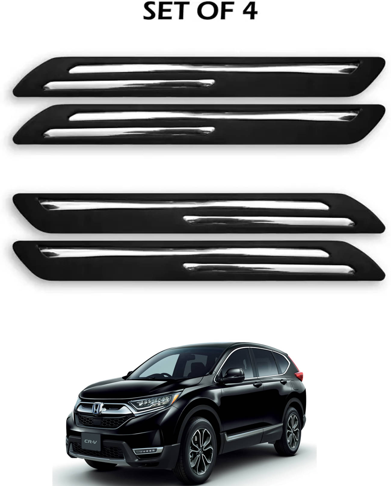     			JVG Double Chrome Bumper Protection Guard (Pack Of 4) For Honda CR-V