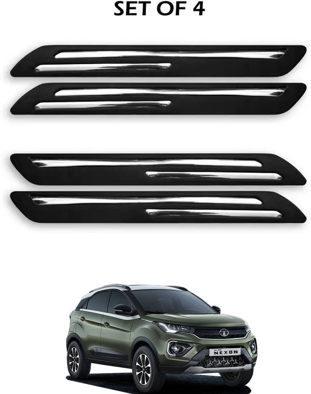 JVG Double Chrome Bumper Protection Guard (Pack Of 4) For Tata Nexon JVG Double Chrome Bumper Protection Guard (Pack Of 4) For Tata Nexon