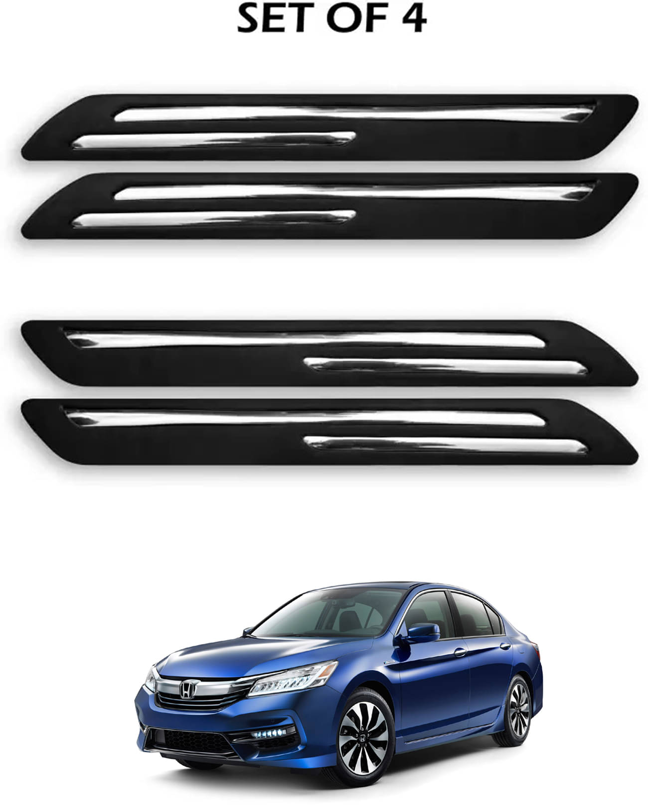     			JVG Double Chrome Bumper Protection Guard (Pack Of 4) For Honda Accord