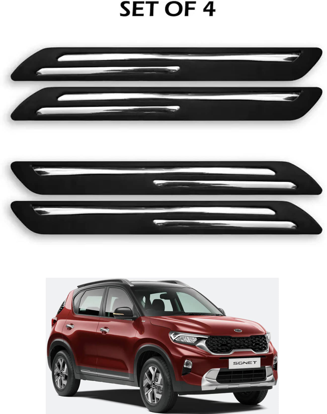     			JVG Double Chrome Bumper Protection Guard (Pack Of 4) For Kia Sonet