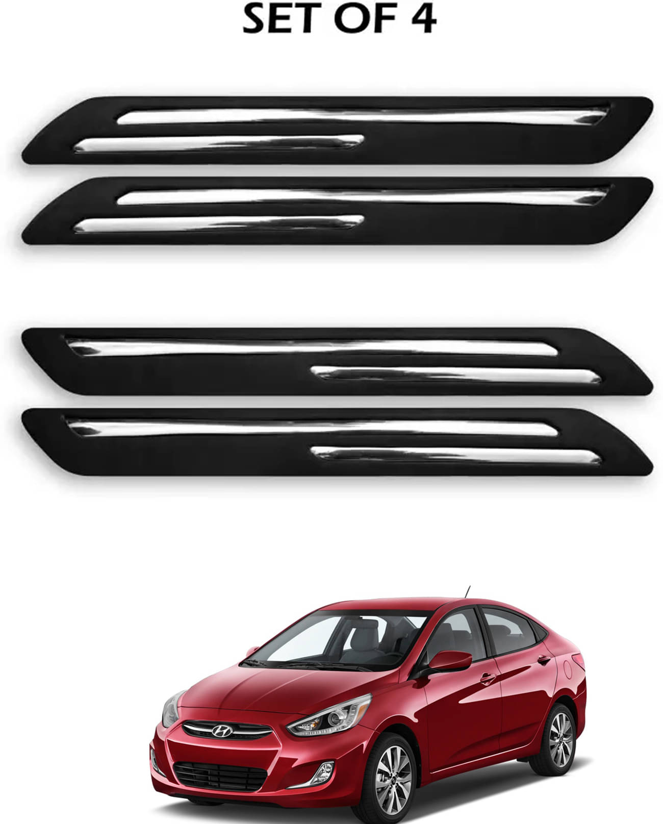     			JVG Double Chrome Bumper Protection Guard (Pack Of 4) For Hyundai Accent