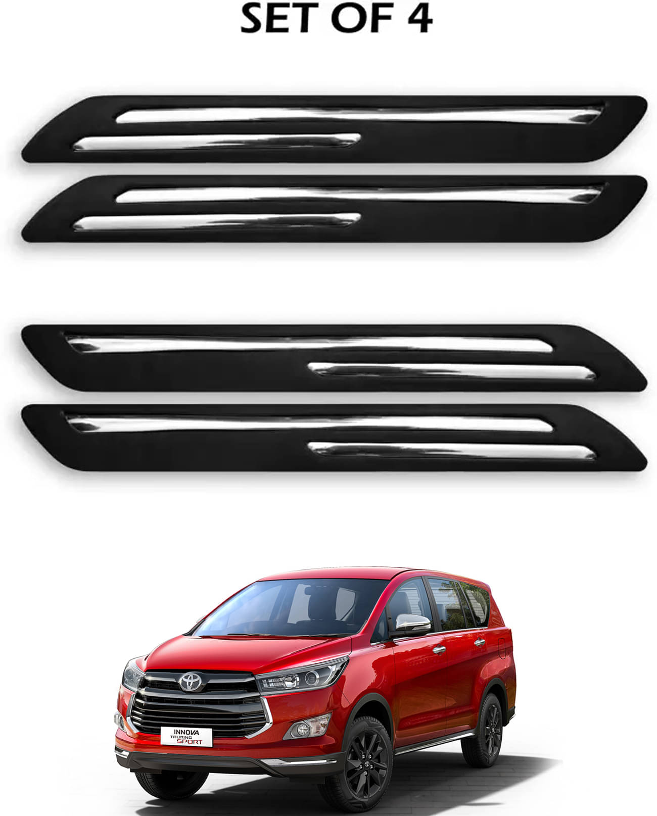 JVG Double Chrome Bumper Protection Guard (Pack Of 4) For Toyota Innova JVG Double Chrome Bumper Protection Guard (Pack Of 4) For Toyota Innova