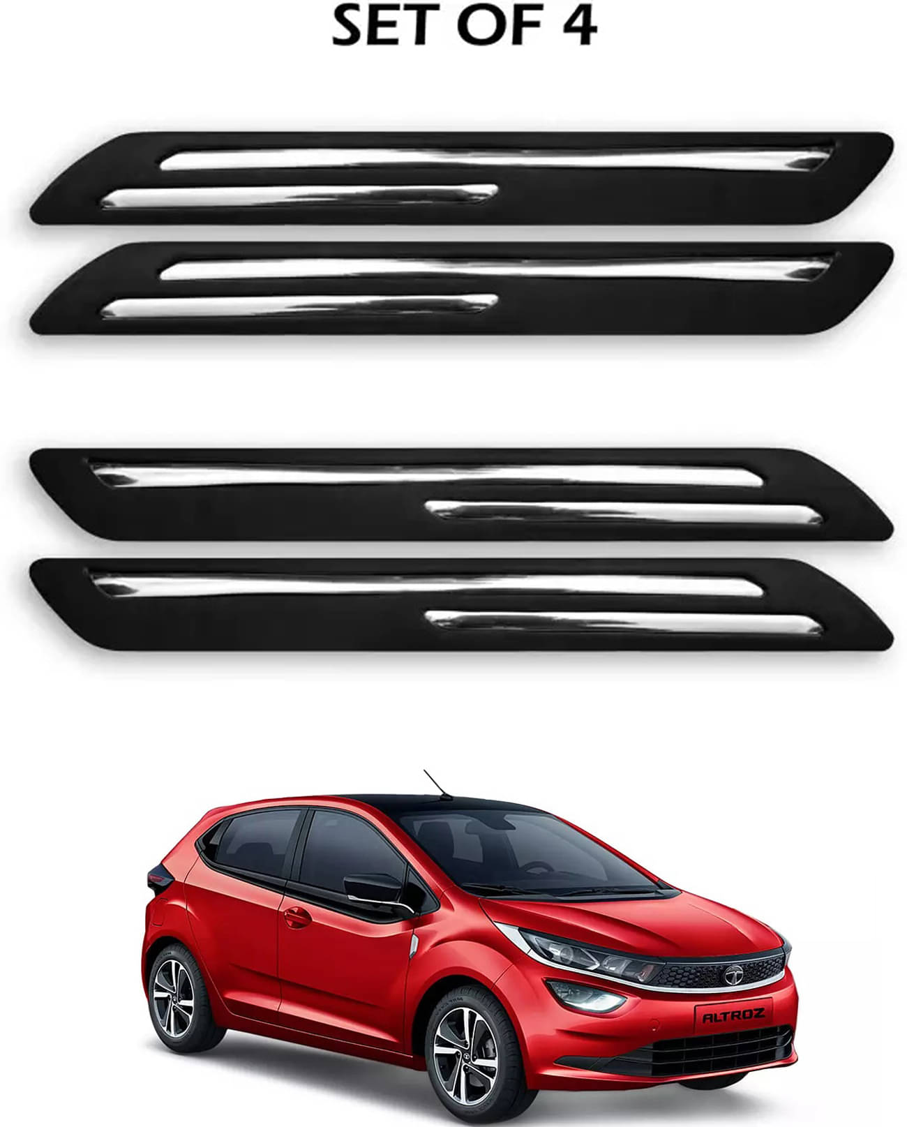     			JVG Double Chrome Bumper Protection Guard (Pack Of 4) For Tata Altroz