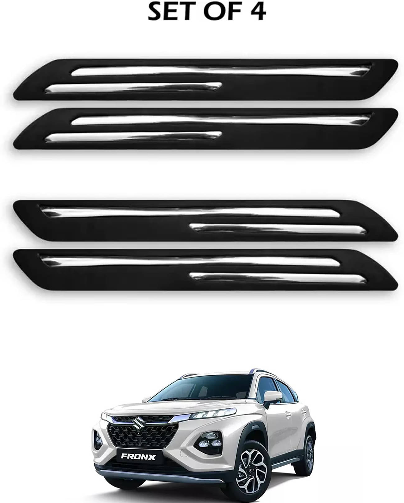     			JVG Double Chrome Bumper Protection Guard (Pack Of 4) For Maruti Suzuki Fronx