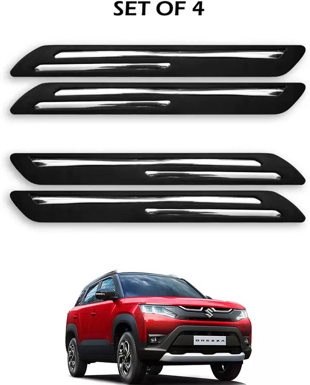 JVG Double Chrome Bumper Protection Guard (Pack Of 4) For Maruti Suzuki Brezza JVG Double Chrome Bumper Protection Guard (Pack Of 4) For Maruti Suzuki Brezza