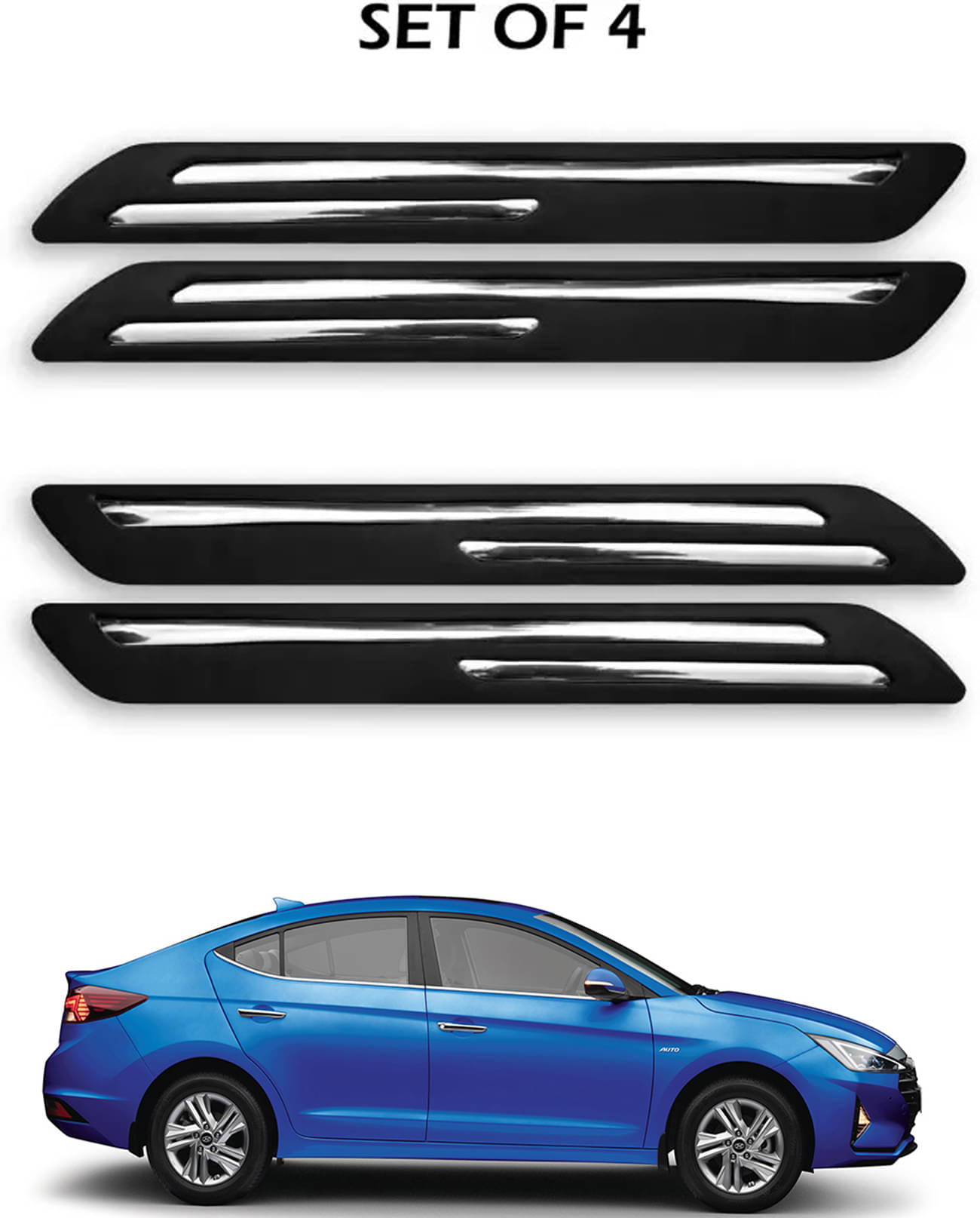 JVG Double Chrome Bumper Protection Guard (Pack Of 4) For Hyundai Elantra JVG Double Chrome Bumper Protection Guard (Pack Of 4) For Hyundai Elantra