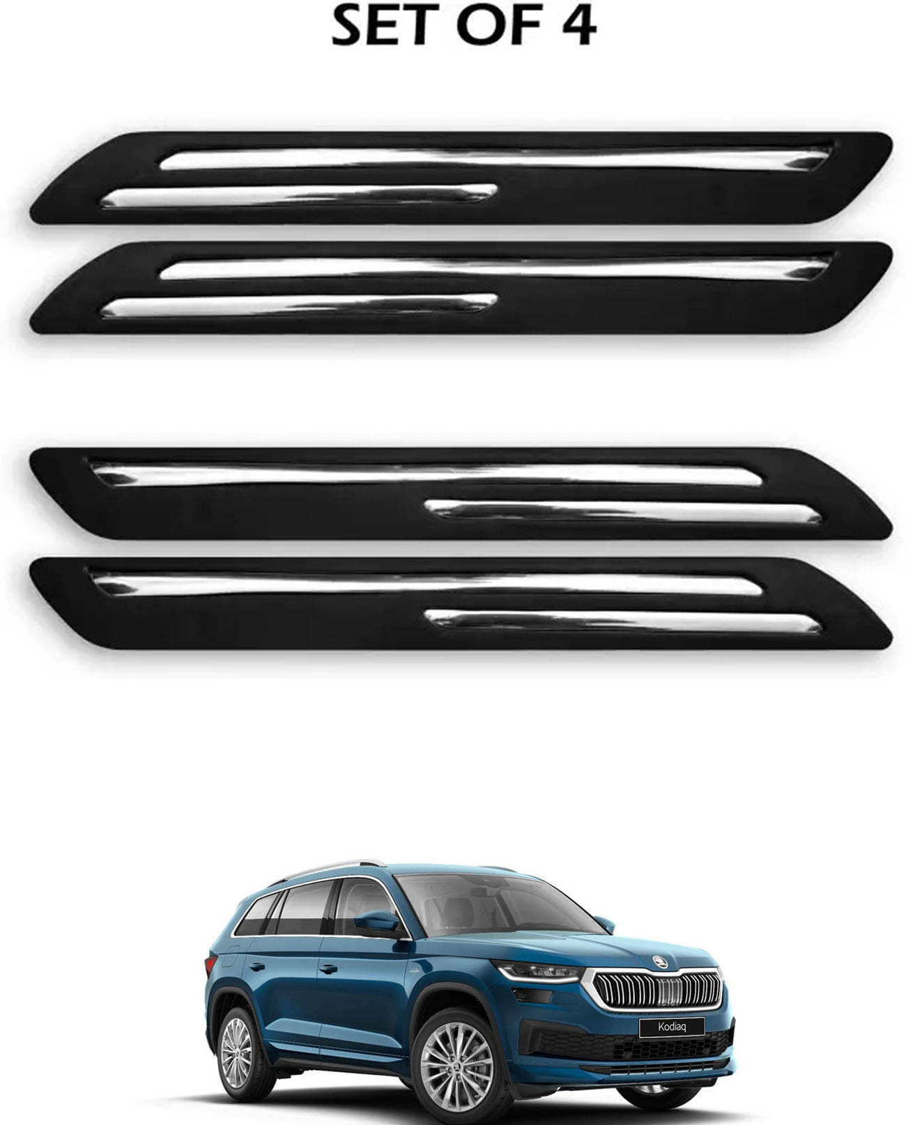     			JVG Double Chrome Bumper Protection Guard (Pack Of 4) For Skoda Kodiaq