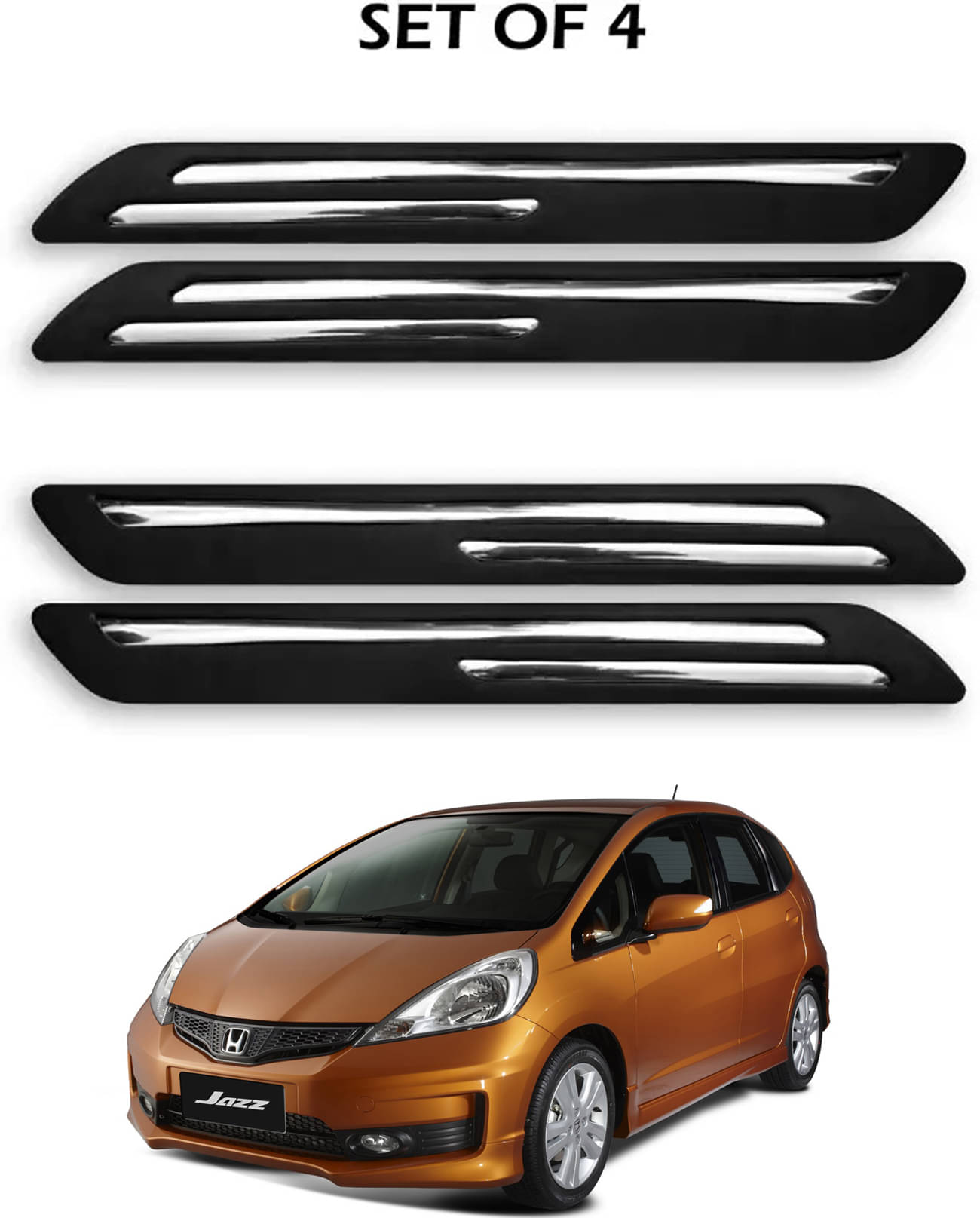     			JVG Double Chrome Bumper Protection Guard (Pack Of 4) For Honda Jazz