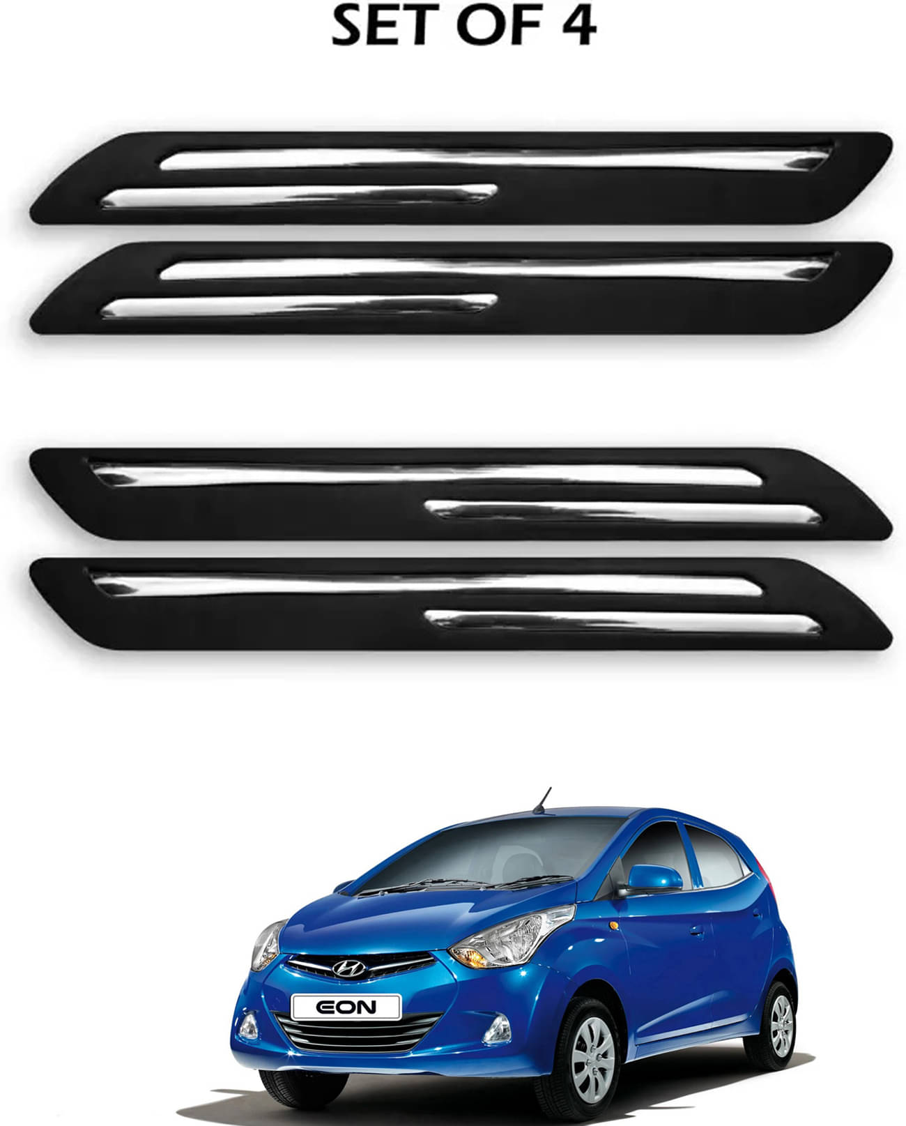 JVG Double Chrome Bumper Protection Guard (Pack Of 4) For Hyundai Eon JVG Double Chrome Bumper Protection Guard (Pack Of 4) For Hyundai Eon