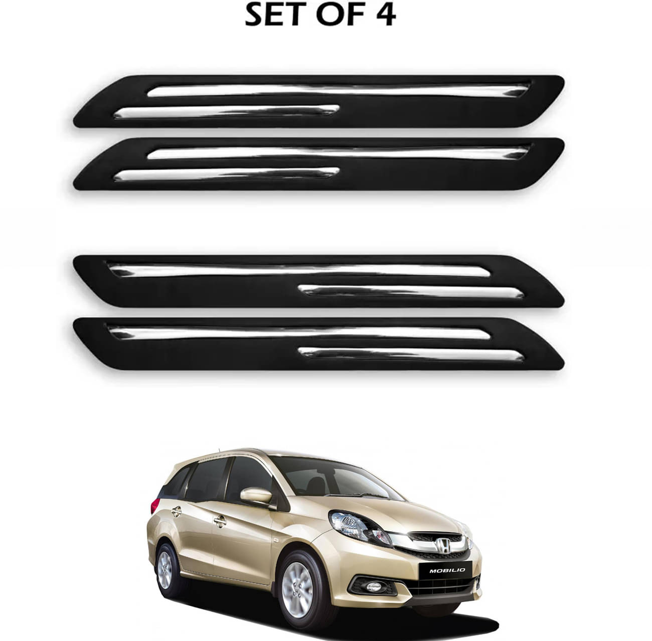     			JVG Double Chrome Bumper Protection Guard (Pack Of 4) For Honda Mobilio