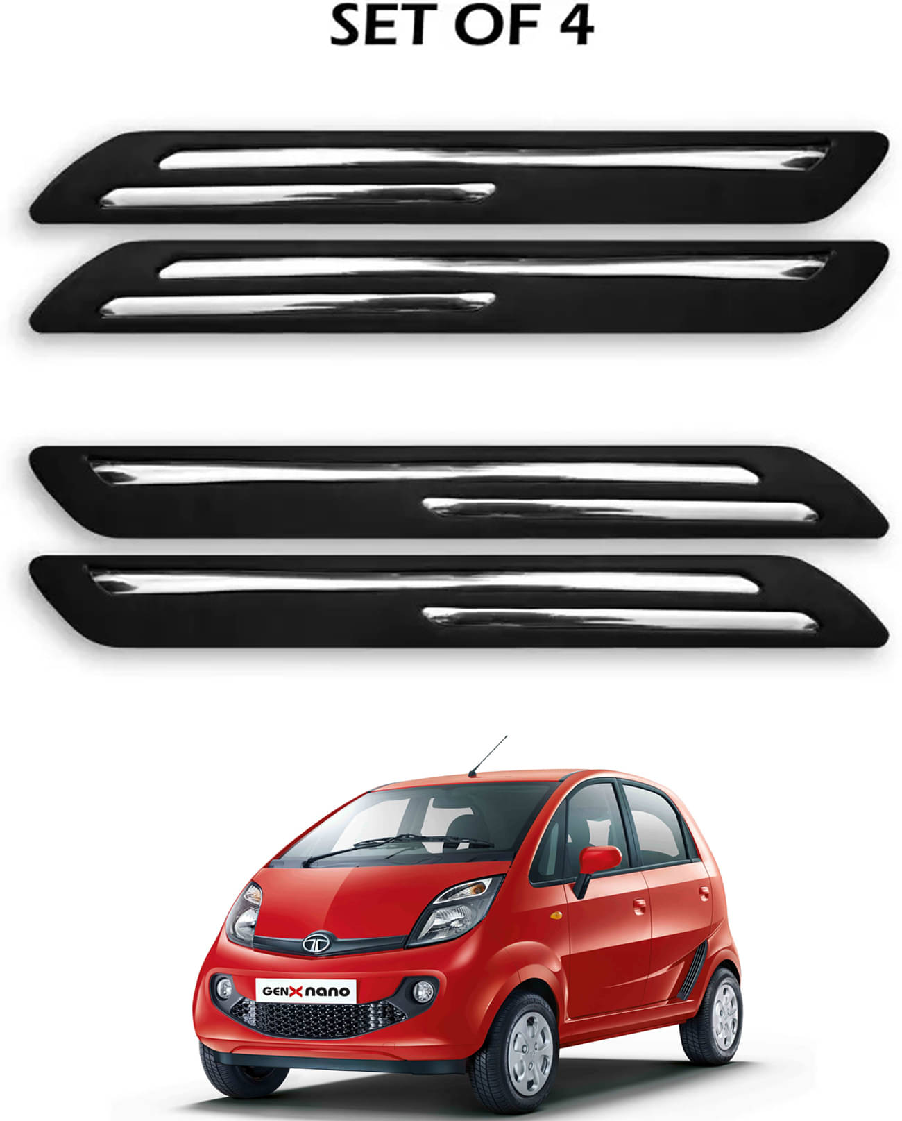     			JVG Double Chrome Bumper Protection Guard (Pack Of 4) For Tata Nano