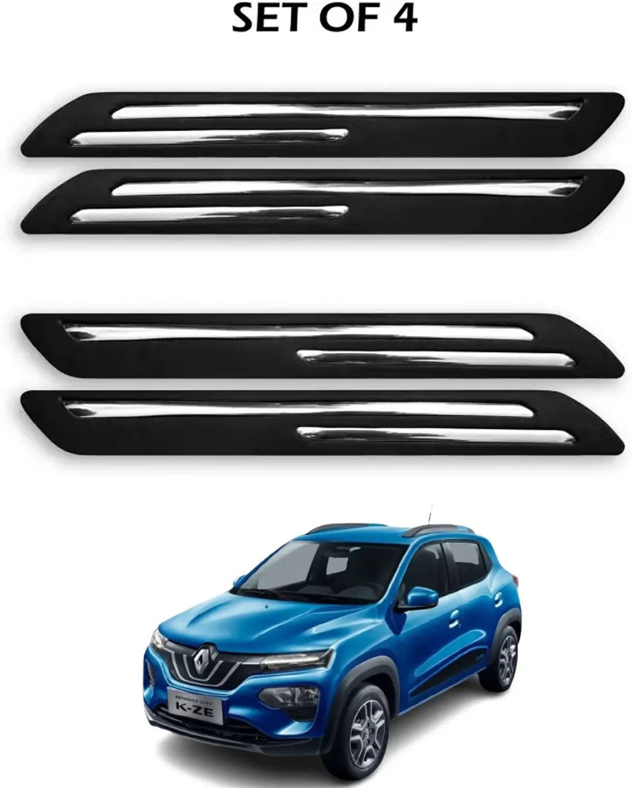 JVG Double Chrome Bumper Protection Guard (Pack Of 4) For Renault Kwid EV JVG Double Chrome Bumper Protection Guard (Pack Of 4) For Renault Kwid EV