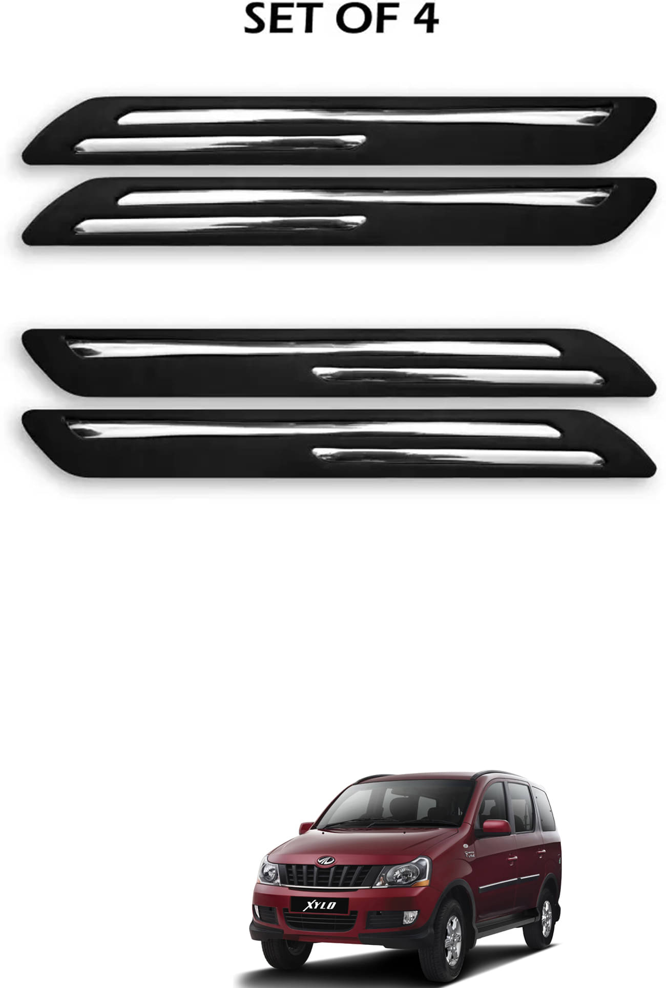 JVG Double Chrome Bumper Protection Guard (Pack Of 4) For Mahindra Xylo JVG Double Chrome Bumper Protection Guard (Pack Of 4) For Mahindra Xylo