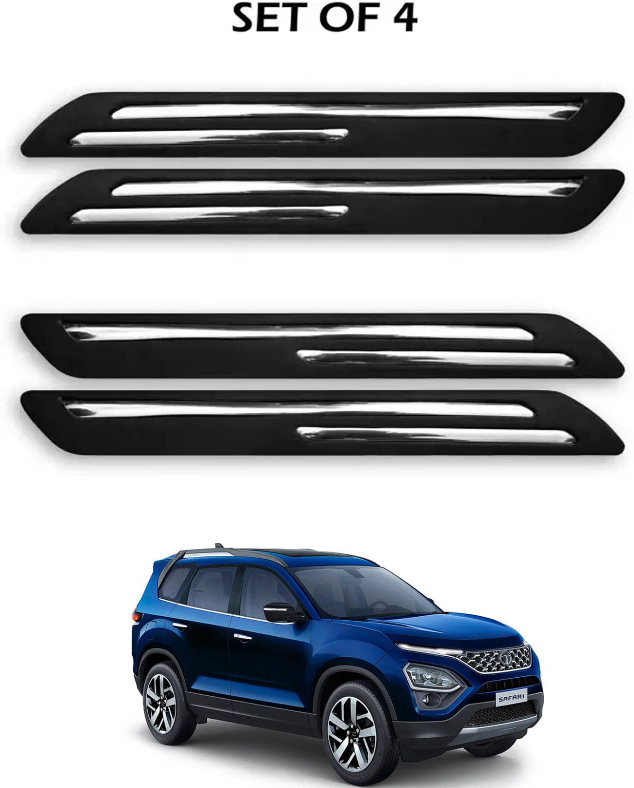 JVG Double Chrome Bumper Protection Guard (Pack Of 4) For Tata Safari JVG Double Chrome Bumper Protection Guard (Pack Of 4) For Tata Safari