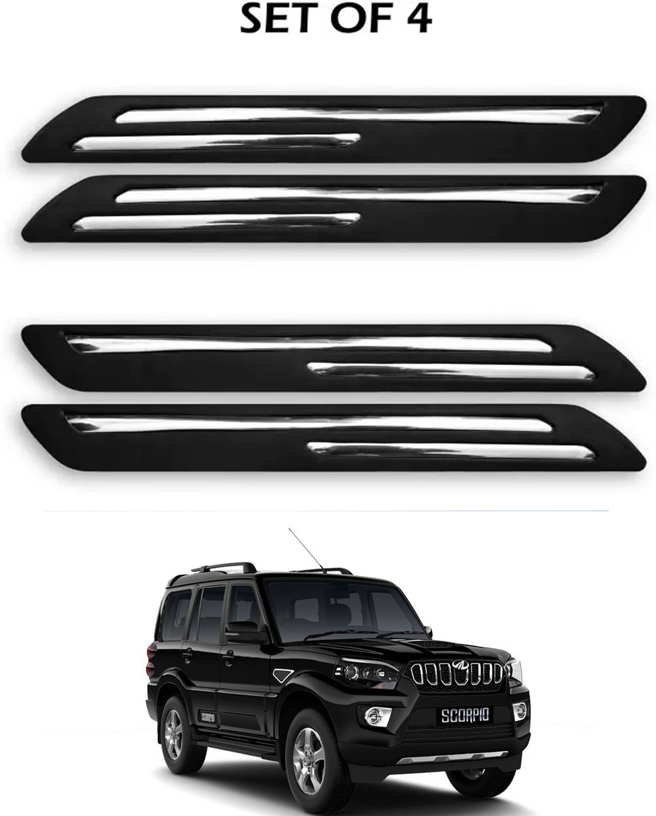     			JVG Double Chrome Bumper Protection Guard (Pack Of 4) For Mahindra Scorpio