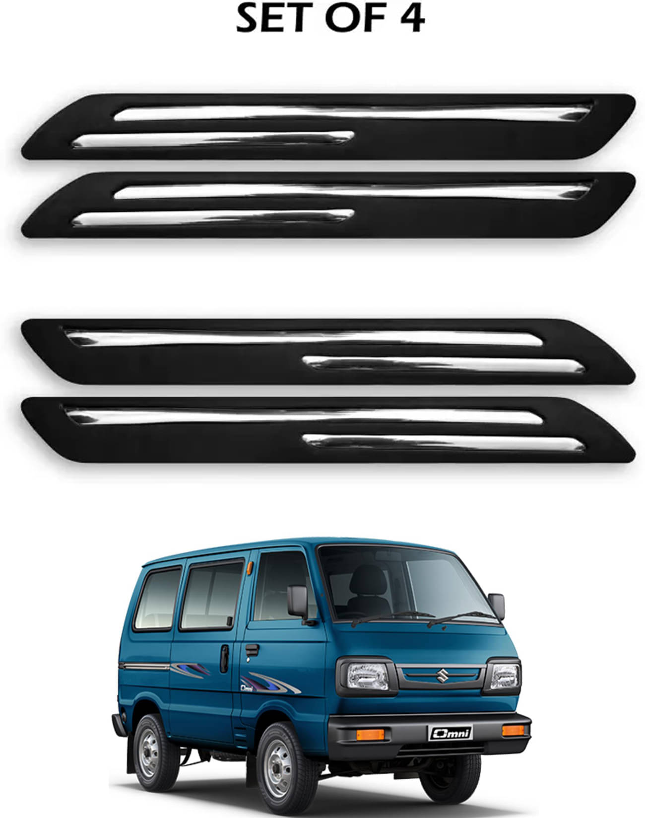 JVG Double Chrome Bumper Protection Guard (Pack Of 4) For Tata Omni JVG Double Chrome Bumper Protection Guard (Pack Of 4) For Tata Omni